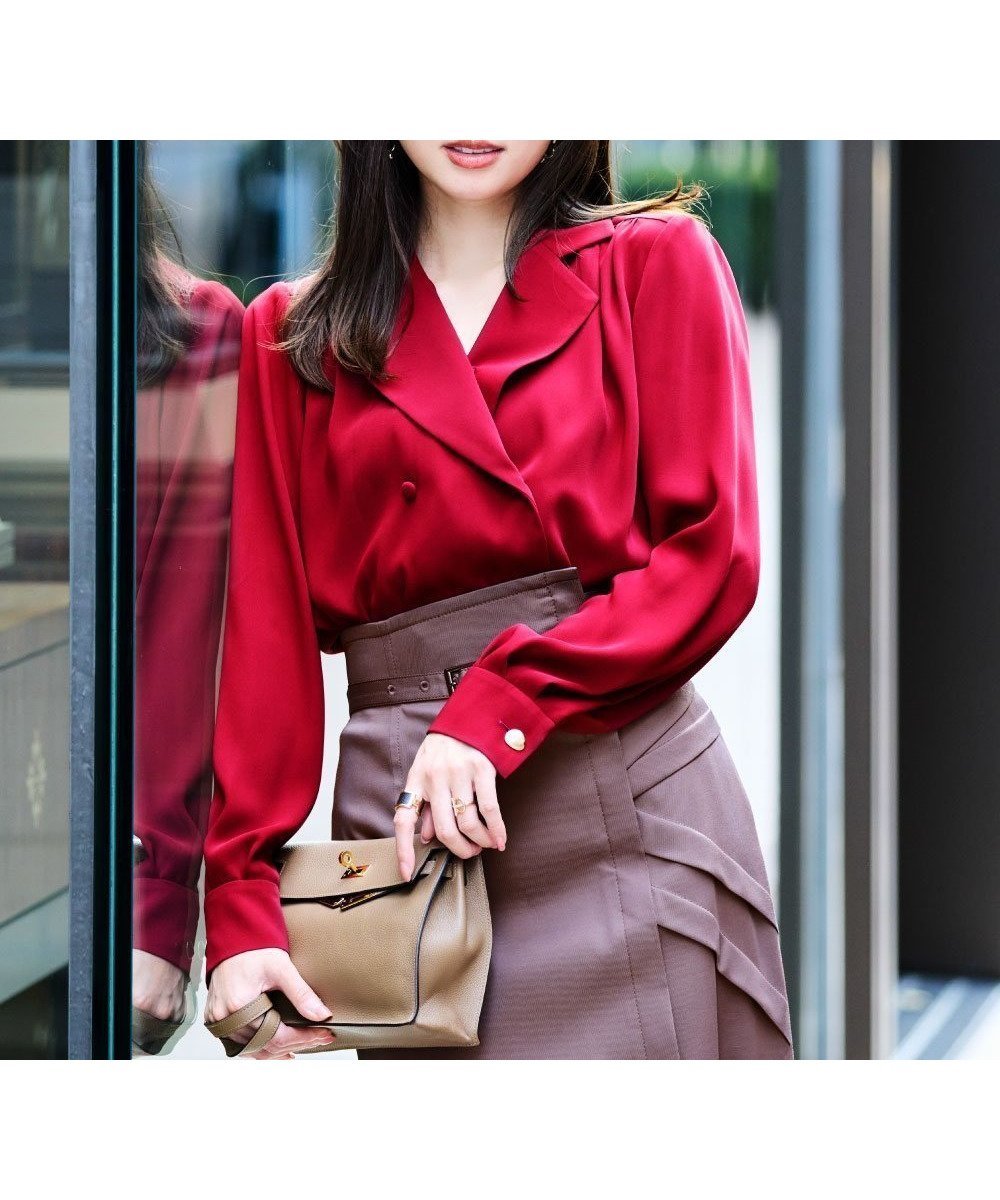 【ピンキーアンドダイアン/Pinky&Dianne】のダブルブレストブラウス インテリア・キッズ・メンズ・レディースファッション・服の通販 founy(ファニー) ファッション Fashion レディースファッション Fashion for Women トップス・カットソー Cut & Sew Tops シャツ・ブラウス・オフィスカジュアル Elegant Blouses & Button-Ups エレガント 上品 Elegant ギャザー Gathered, Ruffled クラシカル Classical, Vintage-Inspired サテン Satin, Glossy Fabric シルク Silk, 100% Silk ストレッチ Stretch, Stretchy Fabric ダブル Double, Double-Breasted ドレープ Drape, Draping Fabric フェイス Face, Facial Design フォーマル Formal, Dressy フロント Front, Front Design メタル Metal, Metal Parts ヨーク Yoke, Yoke Design ボルドー|ID: prp329100004807154 ipo3291000000034883323