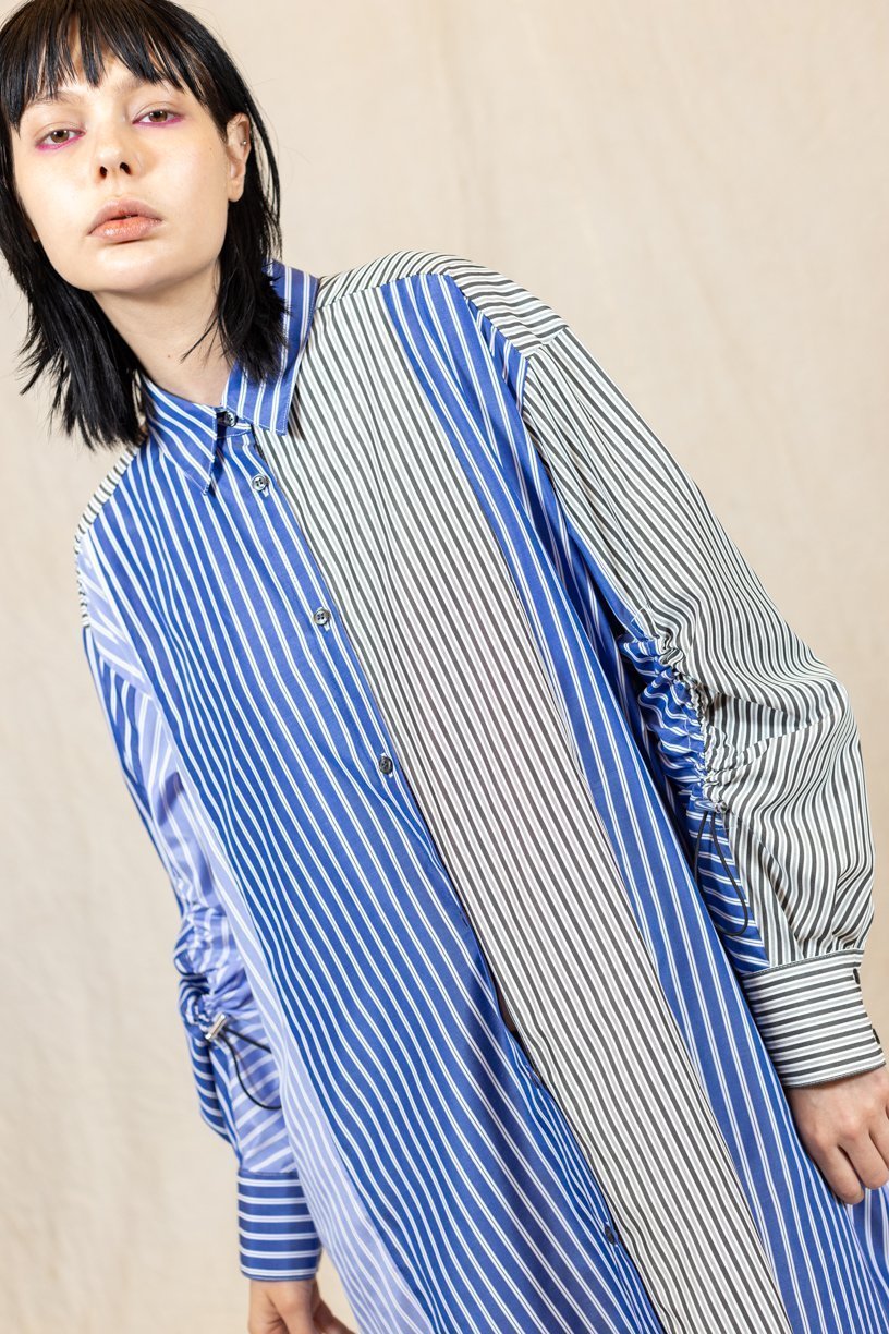 【オズモーシス/OSMOSIS】の切替ギャザースリーブシャツワンピース インテリア・キッズ・メンズ・レディースファッション・服の通販 founy(ファニー) ファッション Fashion レディースファッション Fashion for Women ワンピース Dresses シャツワンピース / 1枚で着映えコーデ Shirt Dresses ストライプ Stripe, Striped Pattern パターン Pattern, Design Print ポケット Pocket, Pocket Detail 切替 Switching, Contrast Panel 夏 Summer 春 Spring S/S・春夏 SS, Spring/Summer, Warm Season 羽織 Haori, Light Jacket ストライプ|ID: prp329100004807185 ipo3291000000034883599