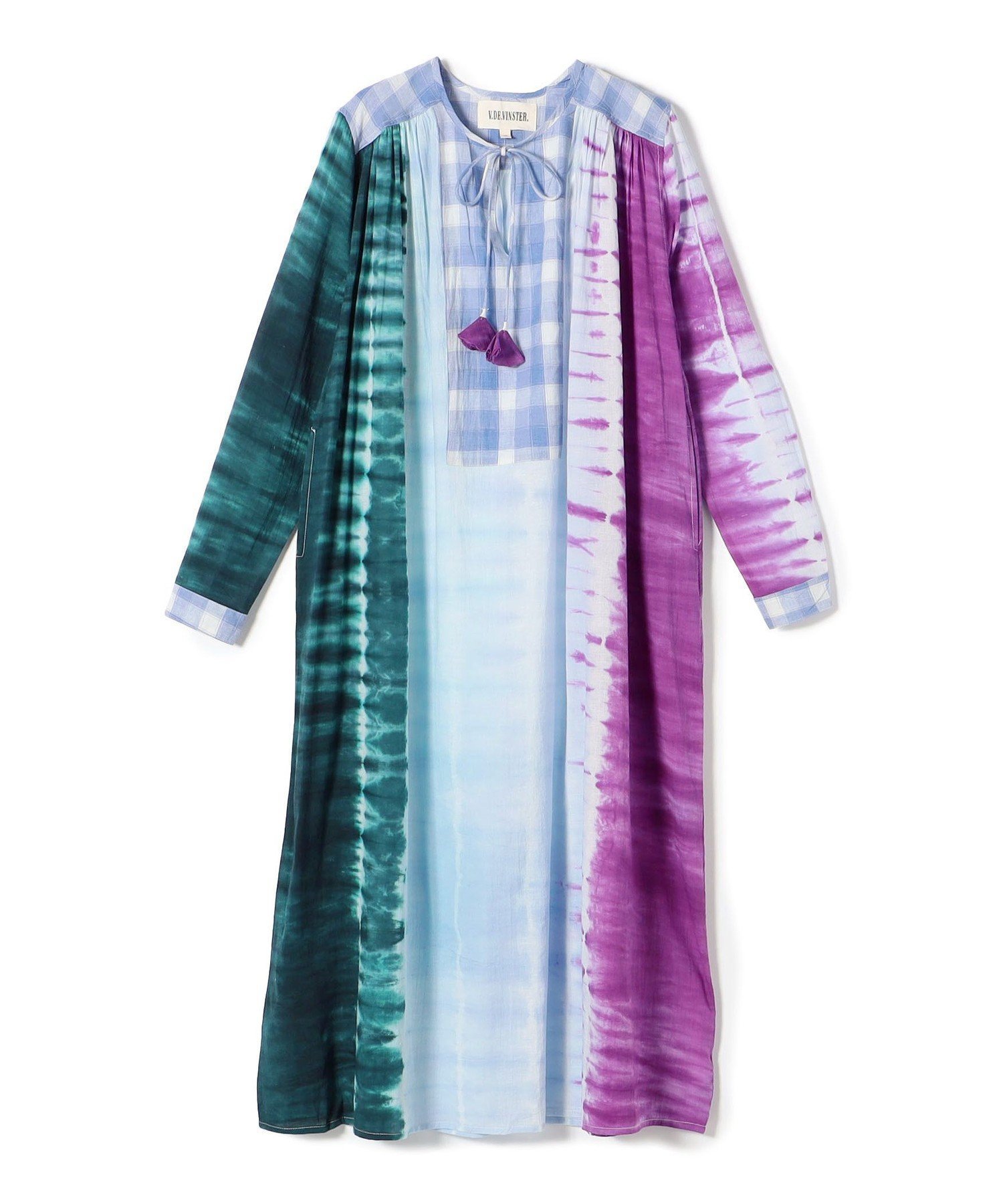 【シップス フォー ウィメン/SHIPS】のV.DE.VINSTER 手洗い可能 タイダイ ワンピース インテリア・キッズ・メンズ・レディースファッション・服の通販 founy(ファニー) ファッション Fashion レディースファッション Fashion for Women ワンピース Dresses 2023年 2023 2023春夏・S/S Spring/Summer 2023 SS23 タッセル Tassel, Fringe リボン Ribbon, Bow 夏 Summer パープル|ID: prp329100004807188 ipo3291000000034883658