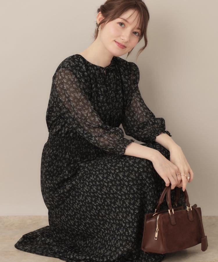 【クチュール ブローチ/Couture Brooch】の【一枚で着映える・花柄・通勤】前後2WAYシフォン楊柳小花ワンピース インテリア・キッズ・メンズ・レディースファッション・服の通販 founy(ファニー) ファッション Fashion レディースファッション Fashion for Women ワンピース Dresses シフォン Chiffon, Lightweight Fabric シャーリング Shirring, Ruched ジャケット Jacket, Outerwear スマート Smart, Elegant ティアード Tiered, Tiered Style プリント Print, Printed Pattern プリーツ Pleats, Pleated ポケット Pocket, Pocket Detail 羽織 Haori, Light Jacket リボン Ribbon, Bow おすすめ Recommended / Our Picks ビジネス 仕事 通勤 Business / Work / Commuting 2025年 2025 2025春夏・S/S Spring/Summer 2025 SS25 ブラック|ID: prp329100004807212 ipo3291000000034883911