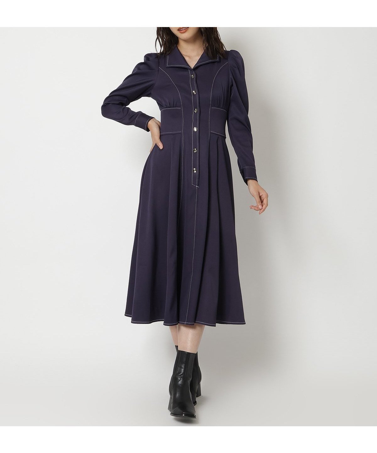 【レディアゼル/REDYAZEL】のコルセットウエストシャツワンピース インテリア・キッズ・メンズ・レディースファッション・服の通販 founy(ファニー) ファッション Fashion レディースファッション Fashion for Women ワンピース Dresses シャツワンピース / 1枚で着映えコーデ Shirt Dresses エレガント 上品 Elegant コルセット Corset, Bustier レース Lace, Lace Fabric ネイビー|ID: prp329100004807218 ipo3291000000034883946