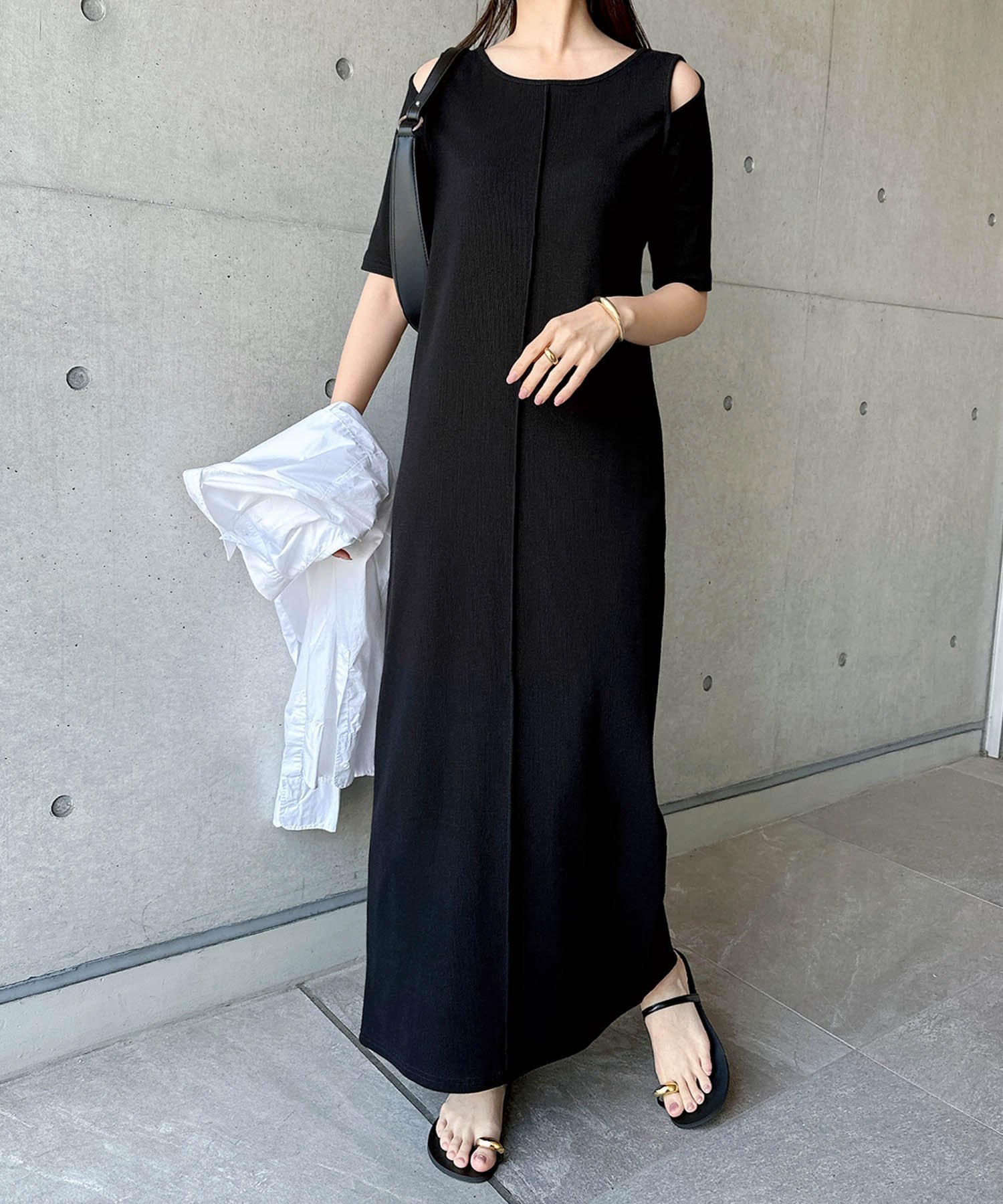 【アンドミー/andme】のテレコリブ 肩スリット 半袖 ロング ワンピース 人気、トレンドファッション・服の通販 founy(ファニー) ファッション Fashion レディースファッション Fashion for Women ワンピース Dresses スリット Slit, Slit Detail トレンド Trend, Trending Now 半袖 Short Sleeve, Half Sleeve ロング Long, Long-Length ワーク Workwear, Utility Style おすすめ Recommended / Our Picks other-1|ID: prp329100004807219 ipo3291000000034883956