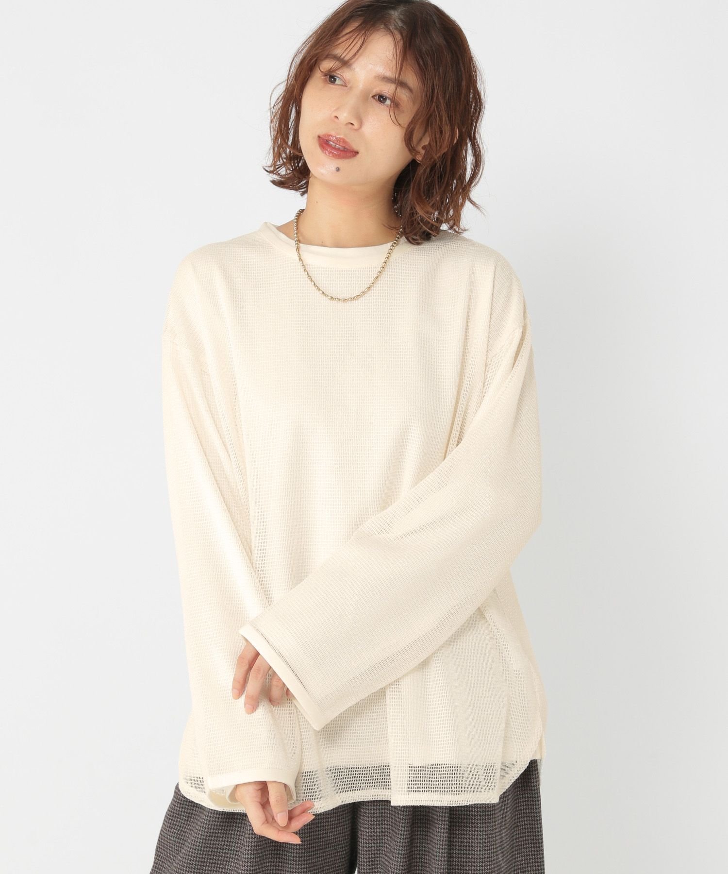 【スタディオ クリップ/studio CLIP】のロンT×メッシュプルオーバーセットアイテム インテリア・キッズ・メンズ・レディースファッション・服の通販 founy(ファニー) ファッション Fashion レディースファッション Fashion for Women トップス・カットソー Cut & Sew Tops ロングTシャツ・Tシャツ Longline T-Shirts & Tees カジュアルプルオーバー・ニットトップス Pullovers & Knit Tops / Casual Pullovers おすすめ Recommended / Our Picks カットソー Cut and Sewn Top トレンド Trend, Trending Now メッシュ Mesh, Net Fabric アイボリー52|ID: prp329100004807263 ipo3291000000034884256