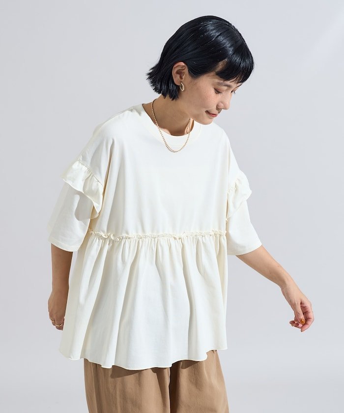 【フリークスストア/FREAK'S STORE】のUVカット multi functional 7分袖フリルTシャツ 25AW インテリア・キッズ・メンズ・レディースファッション・服の通販 founy(ファニー) 　ファッション　Fashion　レディースファッション　Fashion for Women　トップス・カットソー　Cut & Sew Tops　シャツ・ブラウス・オフィスカジュアル　Elegant Blouses & Button-Ups　ロングTシャツ・Tシャツ　Longline T-Shirts & Tees　2025年　2025　2025-2026秋冬・A/W　Autumn/Winter 2025–26 AW25–26　冬　Winter / This Winter　フェミニン　Feminine, Girly　フリル　Frill, Ruffle　夏　Summer　A/W・秋冬　Autumn/Winter　オフホワイト|ID: prp329100004807265 ipo3291000000034884269