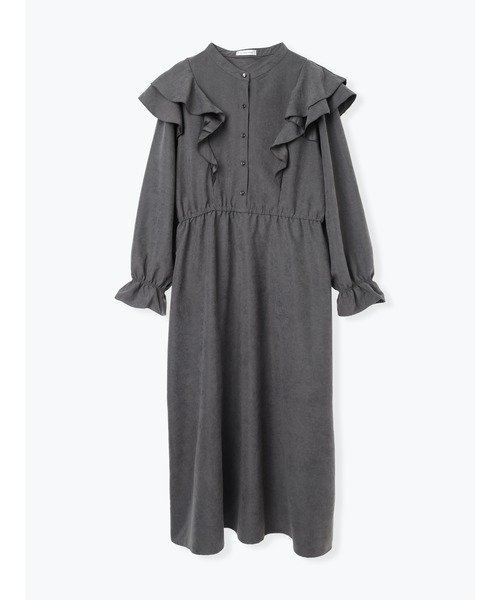 【ジェイ アンド シュプール/Re J&SUPURE】の【WEB限定】フリルワンピース(無地・花柄) インテリア・キッズ・メンズ・レディースファッション・服の通販 founy(ファニー) 　ファッション　Fashion　レディースファッション　Fashion for Women　ワンピース　Dresses　おすすめ　Recommended / Our Picks　クラシカル　Classical, Vintage-Inspired　ショート　Short, Short Length　フリル　Frill, Ruffle　フレア　Flare, Flared　ベスト　Vest, Waistcoat　無地　Plain, Solid Color　濃グレー|ID: prp329100004807272 ipo3291000000034884296