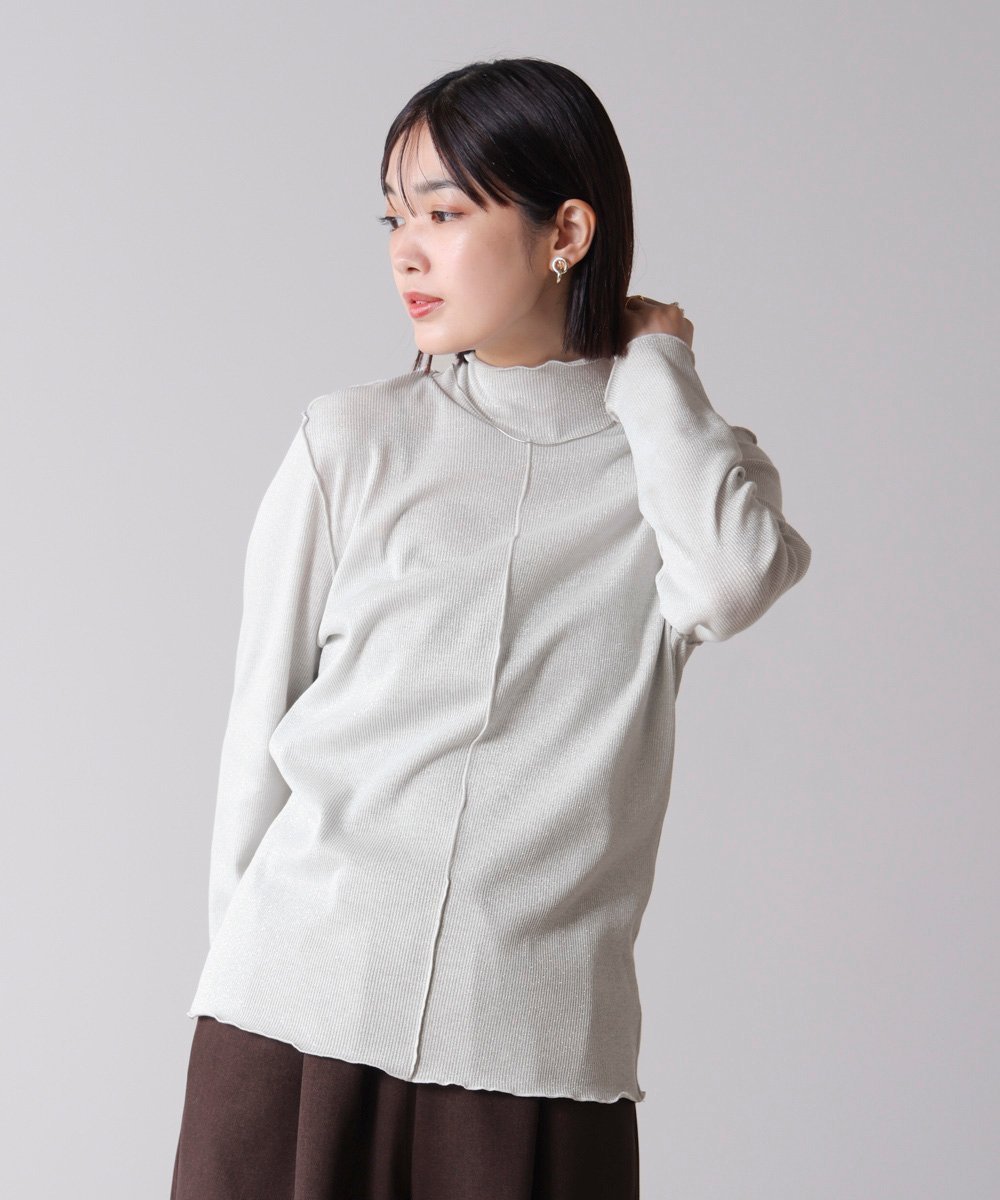 【バブ ブージュルード/Bab Bou Jeloud】のラメカットソーハイネックインナー 人気、トレンドファッション・服の通販 founy(ファニー) 　ファッション　Fashion　レディースファッション　Fashion for Women　トップス・カットソー　Cut & Sew Tops　カットソー・ベーシックTシャツ　Cut-and-Sewn Tops / Stretch Tees & Basics　インナー　Innerwear　エレガント 上品　Elegant　オケージョン　Occasion Wear　カットソー　Cut and Sewn Top　カーディガン　Cardigan, Knitwear　シンプル　Simple, Minimal　ジャケット　Jacket, Outerwear　ストレッチ　Stretch, Stretchy Fabric　トレンド　Trend, Trending Now　フィット　Fit, Slim Fit　ベスト　Vest, Waistcoat　楽ちん　Easy Fit, Comfortable　再入荷　Restock / Back in Stock　 other-1|ID: prp329100004807319 ipo3291000000034884658