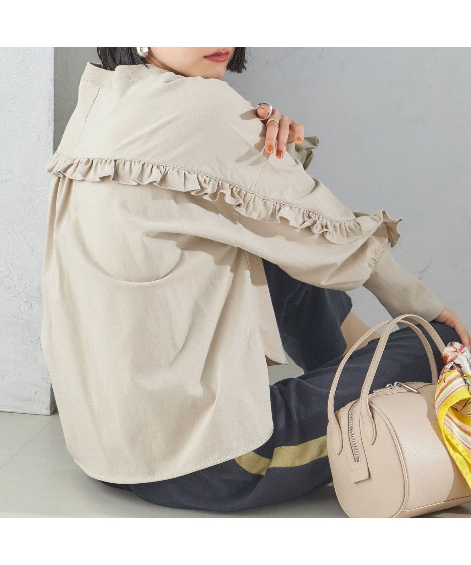 【シップス フォー ウィメン/SHIPS】の洗濯機可能 ロング リブ スリーブ フリル カットソー インテリア・キッズ・メンズ・レディースファッション・服の通販 founy(ファニー) ファッション Fashion レディースファッション Fashion for Women トップス・カットソー Cut & Sew Tops カットソー・ベーシックTシャツ Cut-and-Sewn Tops / Stretch Tees & Basics 春 Spring カットソー Cut and Sewn Top シンプル Simple, Minimal スリーブ Sleeve, Long Sleeve / Short Sleeve デニム Denim, Jeans Material バランス Balance, Style Balance フリル Frill, Ruffle フロント Front, Front Design ヨーク Yoke, Yoke Design ロング Long, Long-Length 2025年 2025 2025春夏・S/S Spring/Summer 2025 SS25 ベージュ|ID: prp329100004807325 ipo3291000000034884698