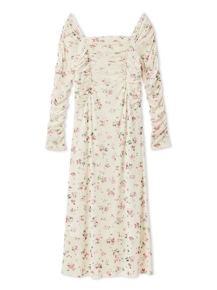 【スナイデル/SNIDEL】のフロッキープリントギャザーワンピース インテリア・キッズ・メンズ・レディースファッション・服の通販 founy(ファニー) 　ファッション　Fashion　レディースファッション　Fashion for Women　ワンピース　Dresses　イエロー　Yellow　ウェーブ　Wavy Pattern　エレガント 上品　Elegant　春　Spring　ギャザー　Gathered, Ruffled　スマート　Smart, Elegant　チュール　Tulip, Tulip Motif　ドット　Polka Dot, Dot Pattern　プリント　Print, Printed Pattern　ロマンティック　Romantic, Feminine Style　ロング　Long, Long-Length　おすすめ　Recommended / Our Picks　PNK[066]|ID: prp329100004807887 ipo3291000000034889270