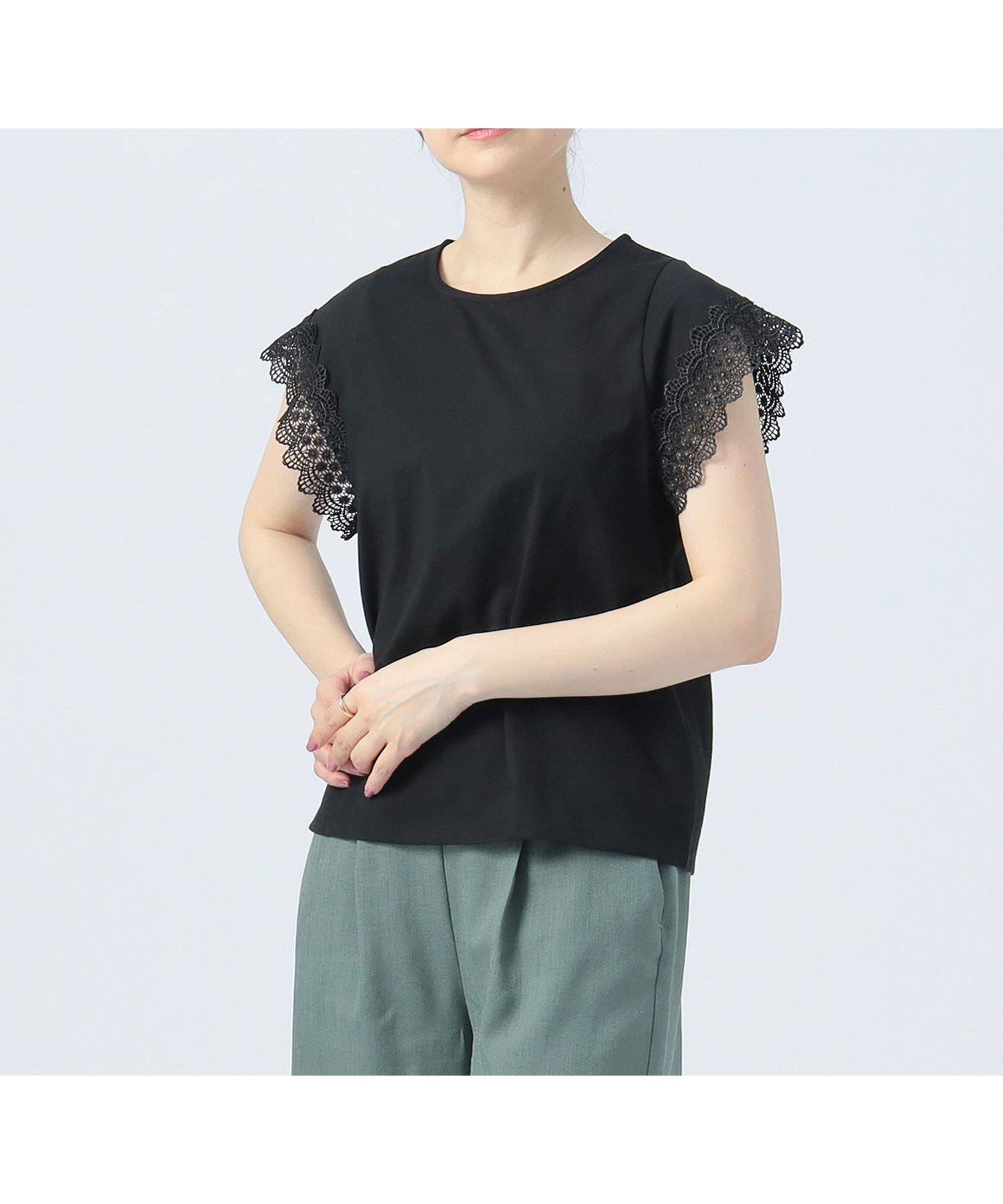 【ビームス ハート/BEAMS HEART】の袖口レース プルオーバー インテリア・キッズ・メンズ・レディースファッション・服の通販 founy(ファニー) ファッション Fashion レディースファッション Fashion for Women トップス・カットソー Cut & Sew Tops カジュアルプルオーバー・ニットトップス Pullovers & Knit Tops / Casual Pullovers インナー Innerwear エレガント 上品 Elegant カットソー Cut and Sewn Top コンパクト Compact, Small Size シンプル Simple, Minimal ジャケット Jacket, Outerwear バランス Balance, Style Balance レース Lace, Lace Fabric BLACK|ID: prp329100004807925 ipo3291000000034889544