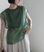 【セレクトモカ/SELECT MOCA】のシアードッキングフレンチスリーブトップス 人気、トレンドファッション・服の通販 founy(ファニー) ファッション Fashion レディースファッション Fashion for Women トップス・カットソー Cut & Sew Tops おすすめ Recommended / Our Picks シアー Sheer, See-Through デニム Denim, Jeans Material ノースリーブ Sleeveless, No-Sleeve ルーズ Loose, Oversized thumbnail グリーン-02|ID: prp329100004808041 ipo3291000000034890746