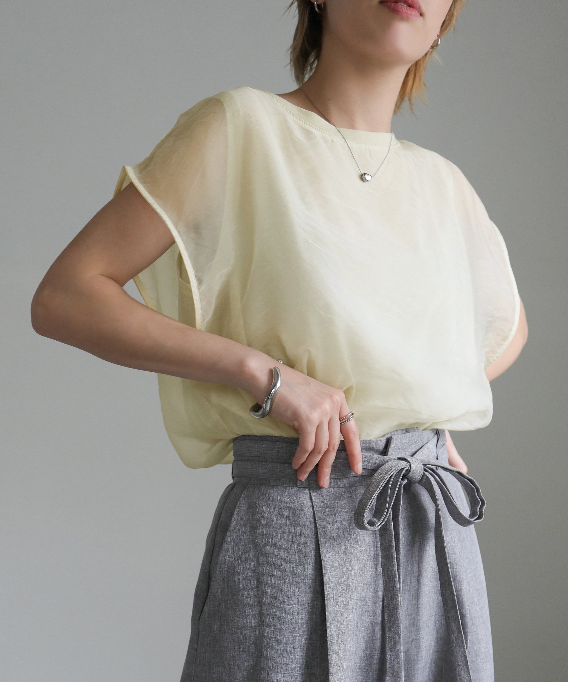 【セレクトモカ/SELECT MOCA】のシアードッキングフレンチスリーブトップス インテリア・キッズ・メンズ・レディースファッション・服の通販 founy(ファニー) 　ファッション　Fashion　レディースファッション　Fashion for Women　トップス・カットソー　Cut & Sew Tops　おすすめ　Recommended / Our Picks　シアー　Sheer, See-Through　デニム　Denim, Jeans Material　ノースリーブ　Sleeveless, No-Sleeve　ルーズ　Loose, Oversized　アイボリー-05|ID: prp329100004808041 ipo3291000000034890753