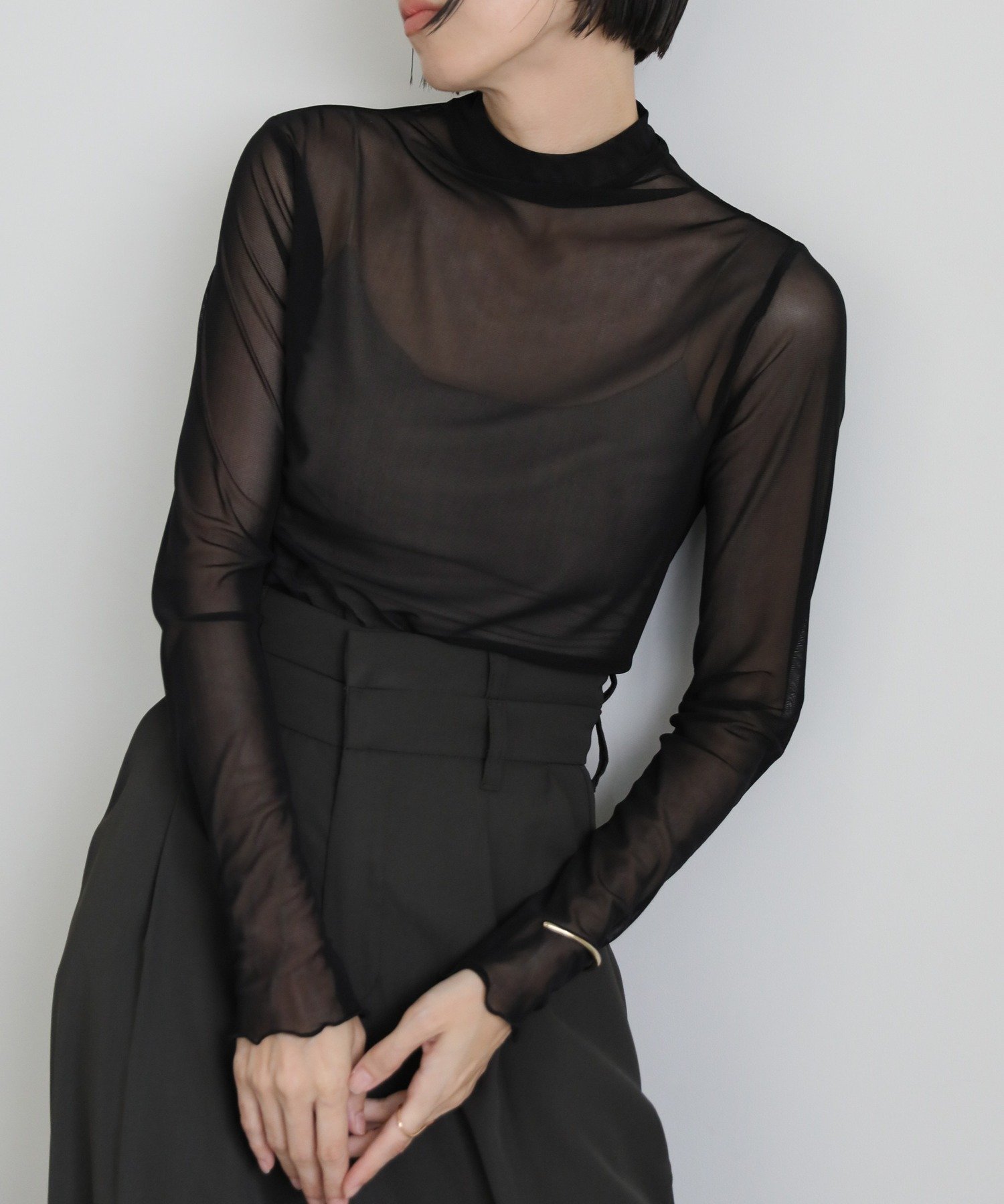 【セレクトモカ/SELECT MOCA】のシースルースキントップス インテリア・キッズ・メンズ・レディースファッション・服の通販 founy(ファニー) 　ファッション　Fashion　レディースファッション　Fashion for Women　トップス・カットソー　Cut & Sew Tops　おすすめ　Recommended / Our Picks　インナー　Innerwear　キャミソール　Camisole, Spaghetti Strap Top　キャミワンピース　Cami Dress, Slip Dress　コンパクト　Compact, Small Size　ブラック-05|ID: prp329100004808052 ipo3291000000034890809