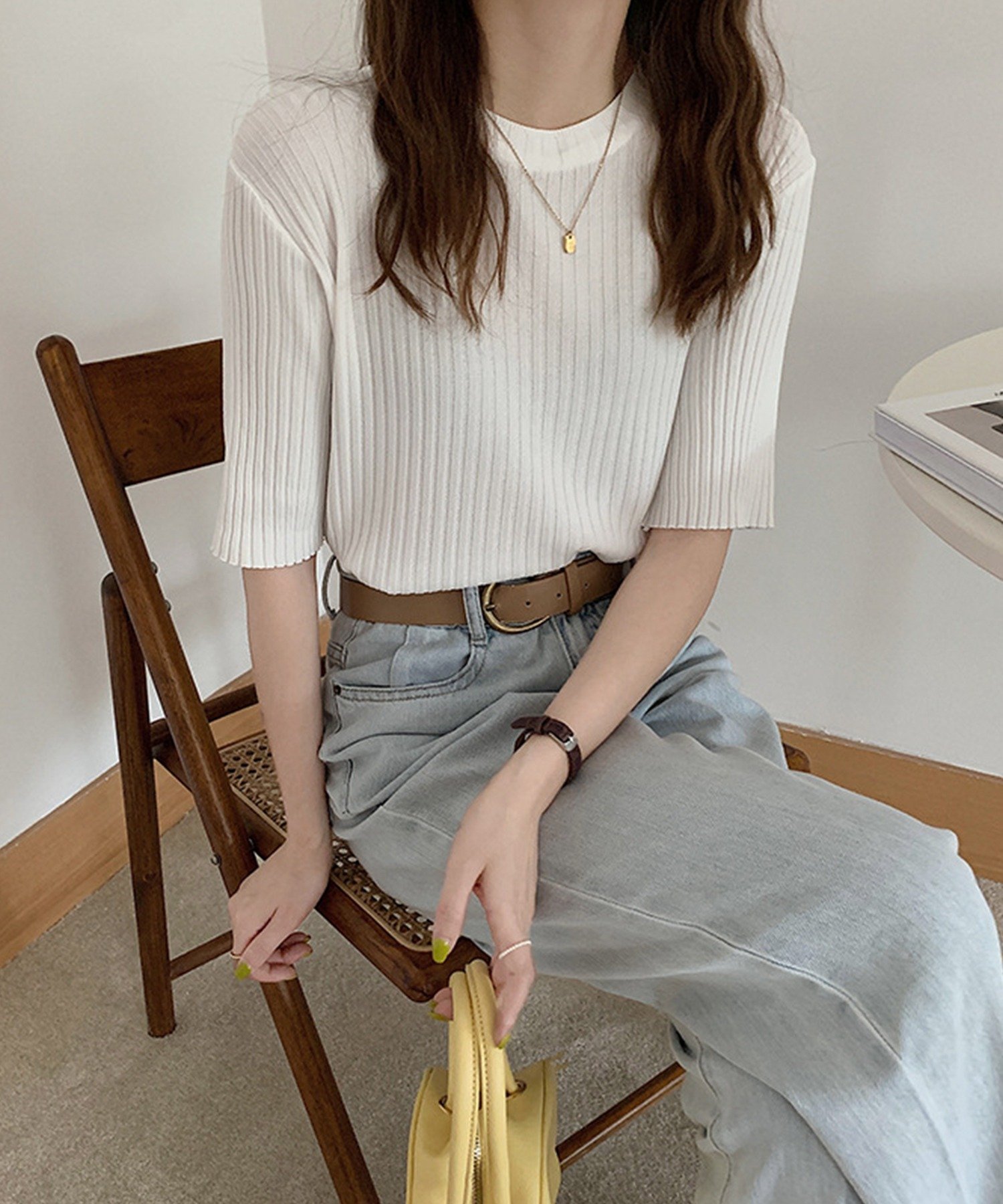 【アイモハ/aimoha】の【Jasmine】大きめリブカットソー インテリア・キッズ・メンズ・レディースファッション・服の通販 founy(ファニー) 　ファッション　Fashion　レディースファッション　Fashion for Women　トップス・カットソー　Cut & Sew Tops　カットソー・ベーシックTシャツ　Cut-and-Sewn Tops / Stretch Tees & Basics　アクセサリー　Fashion Accessories　シンプル　Simple, Minimal　夏　Summer　春　Spring　S/S・春夏　SS, Spring/Summer, Warm Season　ホワイト|ID: prp329100004808062 ipo3291000000034890868