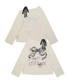 【アイモハ/aimoha】の【HOOK】for girls リボンプリントオープンショルダーダメージトップス 人気、トレンドファッション・服の通販 founy(ファニー) ファッション Fashion レディースファッション Fashion for Women トップス・カットソー Cut & Sew Tops インナー Innerwear カットソー Cut and Sewn Top カーゴパンツ Cargo Pants, Utility Pants ガーリー Girly, Feminine Style シンプル Simple, Minimal タートルネック Turtleneck, High Neck ダメージ Distressed, Destroyed デニム Denim, Jeans Material フェミニン Feminine, Girly フレア Flare, Flared フロント Front, Front Design プリント Print, Printed Pattern ベーシック Basic, Essential リボン Ribbon, Bow レース Lace, Lace Fabric thumbnail ベージュ|ID: prp329100004808074 ipo3291000000034890983