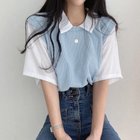 【ミニミニストア/miniministore】の半袖ニットtシャツ レイヤード風Tシャツ 人気、トレンドファッション・服の通販 founy(ファニー) ファッション Fashion レディースファッション Fashion for Women トップス・カットソー Cut & Sew Tops ニット Knit Tops & Sweaters シャツ・ブラウス・オフィスカジュアル Elegant Blouses & Button-Ups ロングTシャツ・Tシャツ Longline T-Shirts & Tees カットソー Cut and Sewn Top ボトム Bottoms, Lower Wear 半袖 Short Sleeve, Half Sleeve 夏 Summer thumbnail ブルー|ID: prp329100004808104 ipo3291000000034891376