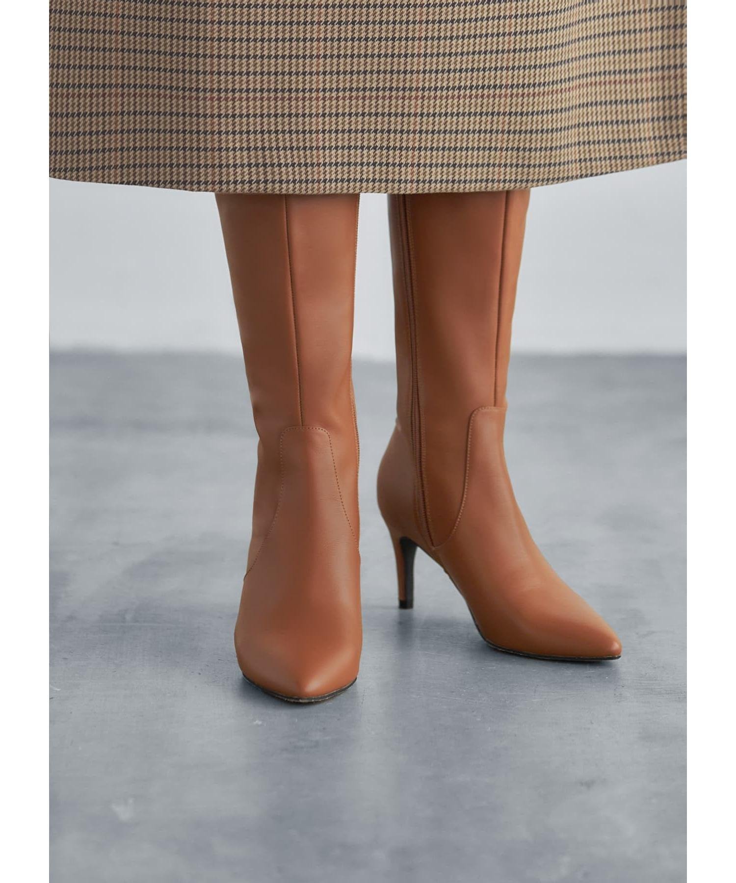 【スタイルデリ/STYLE DELI】の本革ポインテッドトゥロングブーツ インテリア・キッズ・メンズ・レディースファッション・服の通販 founy(ファニー) 　ファッション　Fashion　レディースファッション　Fashion for Women　シェイプ　Shape, Slim Fit　シューズ　Shoes, Footwear　ストレート　Straight, Straight Cut　ソックス　Socks, Hosiery　バランス　Balance, Style Balance　フォルム　Silhouette, Form　ベスト　Vest, Waistcoat　ロング　Long, Long-Length　ライトブラウン|ID: prp329100004808118 ipo3291000000034891519