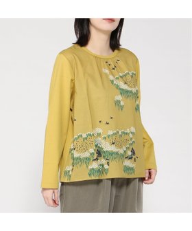 【スーパーハッカ/SUPER HAKKA】のコットンローン星花と湖プリント+ソフト天竺カットソー 人気、トレンドファッション・服の通販 founy(ファニー) ファッション Fashion レディースファッション Fashion for Women トップス・カットソー Cut & Sew Tops カットソー・ベーシックTシャツ Cut-and-Sewn Tops / Stretch Tees & Basics カットソー Cut and Sewn Top コンビ Combo, Combination Style プリント Print, Printed Pattern 春 Spring |ID:prp329100004808145