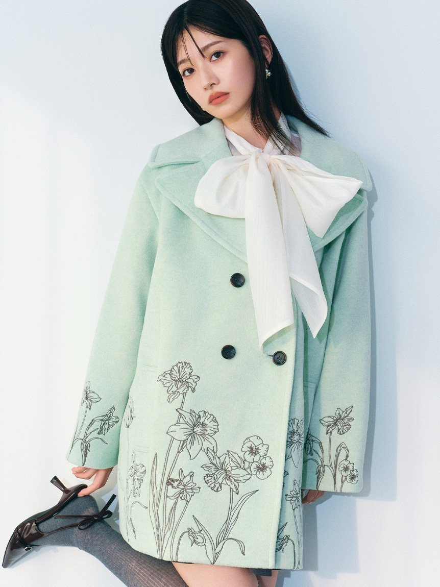 【リリーブラウン/Lily Brown】のエンブロイダリーコクーンコート インテリア・キッズ・メンズ・レディースファッション・服の通販 founy(ファニー) 　ファッション　Fashion　レディースファッション　Fashion for Women　アウター　Coat / Outerwear Collection　コート・ロングコート・ピーコート　Long Coats, Peacoats & More　スマート　Smart, Elegant　フラワー　Flower, Floral　フレア　Flare, Flared　ボトム　Bottoms, Lower Wear　ミドル　Middle Length, Mid Height　ロング　Long, Long-Length　定番　Standard, Basic Item　春　Spring　MNT[021]|ID: prp329100004808239 ipo3291000000034892470