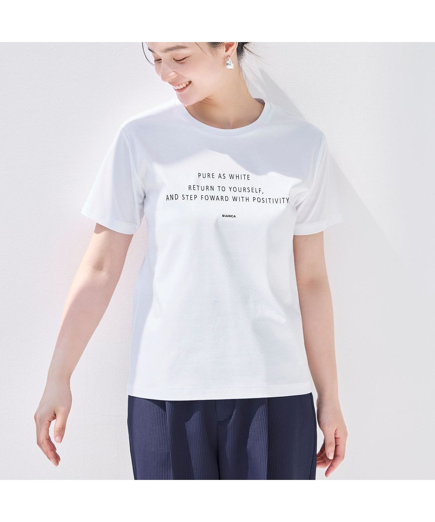 【ビアンカ/BIANCA】の【デイリーユース】メッセージプリントT インテリア・キッズ・メンズ・レディースファッション・服の通販 founy(ファニー) ファッション Fashion レディースファッション Fashion for Women 春 Spring 秋 Autumn コンパクト Compact, Small Size シルケット Silket, Silky Cotton ジャケット Jacket, Outerwear ストレッチ Stretch, Stretchy Fabric ドレープ Drape, Draping Fabric ファブリック Fabric, Textile プリント Print, Printed Pattern おすすめ Recommended / Our Picks 夏 Summer エレガント 上品 Elegant ホワイト|ID: prp329100004808266 ipo3291000000034892674
