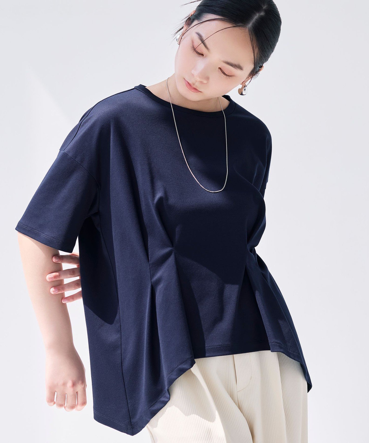 【ビアンカ/BIANCA】の【マルチシーン】ハンカチーフヘムT インテリア・キッズ・メンズ・レディースファッション・服の通販 founy(ファニー) 　ファッション　Fashion　レディースファッション　Fashion for Women　春　Spring　秋　Autumn　ショルダー　Shoulder, Shoulder Strap　ダウン　Down, Puffer　ドロップ　Drop Shoulder, Dropped Style　ファブリック　Fabric, Textile　リラックス　Relax, Relaxed Fit　楽ちん　Easy Fit, Comfortable　おすすめ　Recommended / Our Picks　夏　Summer　エレガント 上品　Elegant　ネイビー|ID: prp329100004808268 ipo3291000000034892689