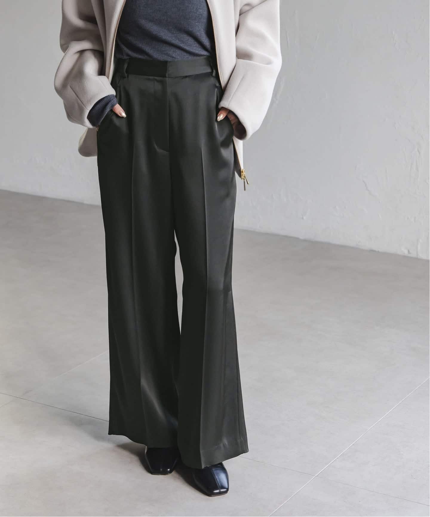 【ノーブル / スピック&スパン/NOBLE / Spick & Span】の《追加》【洗える】ルナサテンベルテッドパンツ インテリア・キッズ・メンズ・レディースファッション・服の通販 founy(ファニー) 　ファッション　Fashion　レディースファッション　Fashion for Women　パンツ　Pants & Trousers　おすすめ　Recommended / Our Picks　サテン　Satin, Glossy Fabric　スタイリッシュ　Stylish, Fashionable　セットアップ　Set-Up, Coordinated Outfit　ダブル　Double, Double-Breasted　リラックス　Relax, Relaxed Fit　ループ　Loop, Loop Knit　再入荷　Restock / Back in Stock　洗える　Machine Washable　秋　Autumn　ブラウン B|ID: prp329100004808344 ipo3291000000034893344