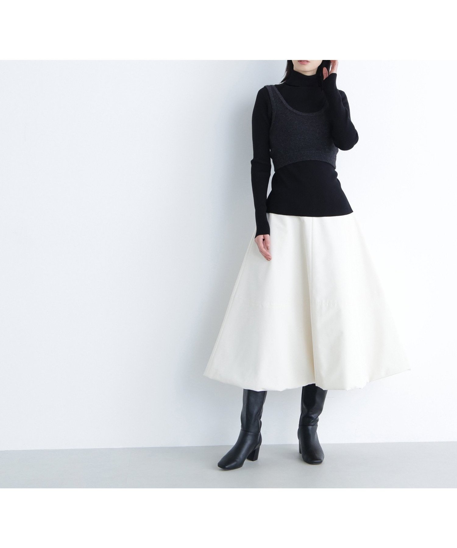 【ナチュラル ビューティー ベーシック/NATURAL BEAUTY BASIC】の中綿フレアスカート インテリア・キッズ・メンズ・レディースファッション・服の通販 founy(ファニー) ファッション Fashion レディースファッション Fashion for Women スカート Skirts Aライン・フレアスカート A-Line & Flared Skirts タフタ Taffeta, Structured Fabric フレア Flare, Flared エレガント 上品 Elegant オフホワイト1|ID: prp329100004808409 ipo3291000000034894070