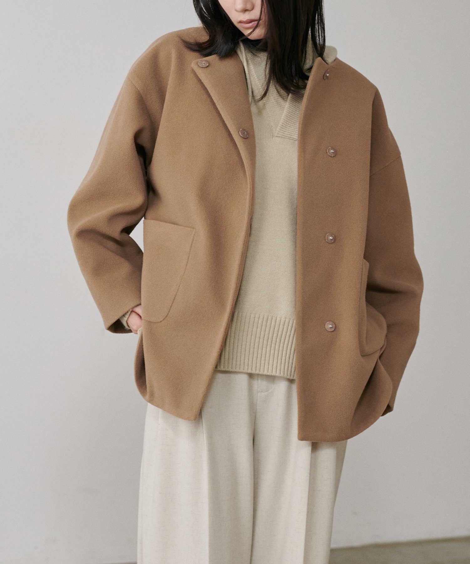 【ラルタ/LARUTA】のラウンドヘムニットメルトンコート 人気、トレンドファッション・服の通販 founy(ファニー) 　ファッション　Fashion　レディースファッション　Fashion for Women　アウター　Coat / Outerwear Collection　コート・ロングコート・ピーコート　Long Coats, Peacoats & More　インナー　Innerwear　シンプル　Simple, Minimal　ハイネック　High Neck, Mock Neck　ベーシック　Basic, Essential　ボトム　Bottoms, Lower Wear　ポケット　Pocket, Pocket Detail　メルトン　Melton, Heavy Wool　リラックス　Relax, Relaxed Fit　ロング　Long, Long-Length　冬　Winter / This Winter　再入荷　Restock / Back in Stock　2025年　2025　2025-2026秋冬・A/W　Autumn/Winter 2025–26 AW25–26　 other-1|ID: prp329100004808477 ipo3291000000034894792