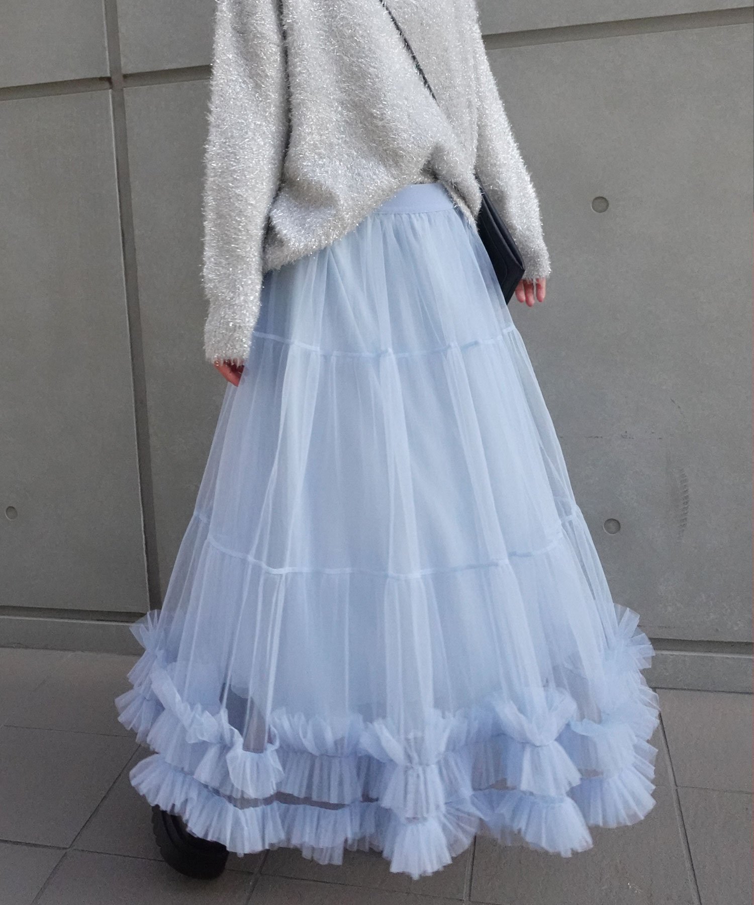 【コーナーズ/CORNERS】のチュールティアードスカート インテリア・キッズ・メンズ・レディースファッション・服の通販 founy(ファニー) 　ファッション　Fashion　レディースファッション　Fashion for Women　スカート　Skirts　ティアードスカート　Tiered Skirts　チュール　Tulip, Tulip Motif　フリル　Frill, Ruffle　サックス|ID: prp329100004808503 ipo3291000000034895080