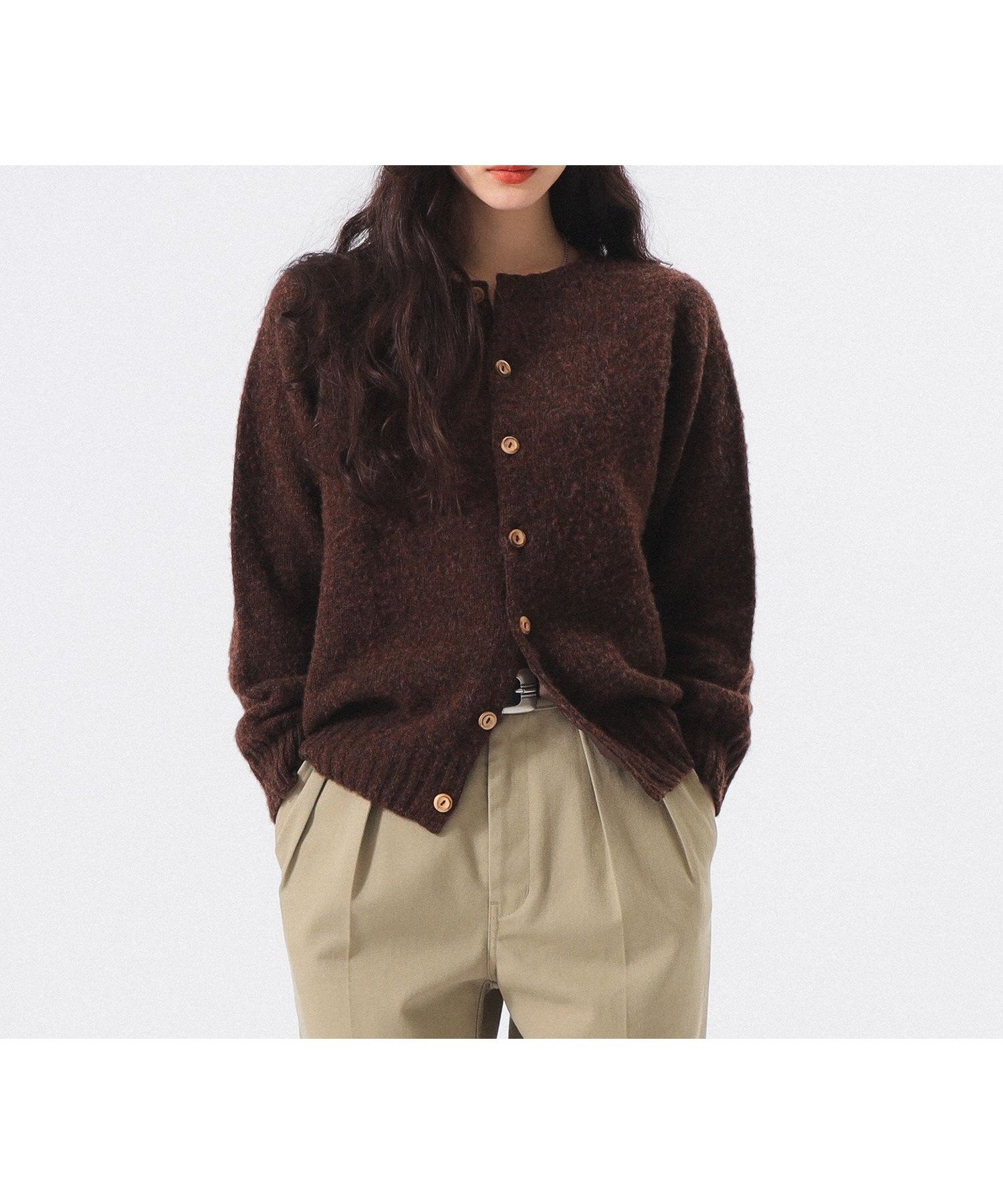 【ビームス ウイメン/BEAMS】の【別注】Nor Easterly / シェットランド シャギー カーディガン 25FW 25AW ふわふわ オーバーサイズ インテリア・キッズ・メンズ・レディースファッション・服の通販 founy(ファニー) 　ファッション　Fashion　レディースファッション　Fashion for Women　トップス・カットソー　Cut & Sew Tops　カーディガン・羽織り　Layered Style Cardigans　ウェーブ　Wavy Pattern　ウッド　Wooden Design　カーディガン　Cardigan, Knitwear　コンパクト　Compact, Small Size　デニム　Denim, Jeans Material　定番　Standard, Basic Item　フィット　Fit, Slim Fit　ベーシック　Basic, Essential　別注　Limited Edition, Custom Order　リボン　Ribbon, Bow　おすすめ　Recommended / Our Picks　2025年　2025　2025-2026秋冬・A/W　Autumn/Winter 2025–26 AW25–26　MARRON|ID: prp329100004808506 ipo3291000000034895116