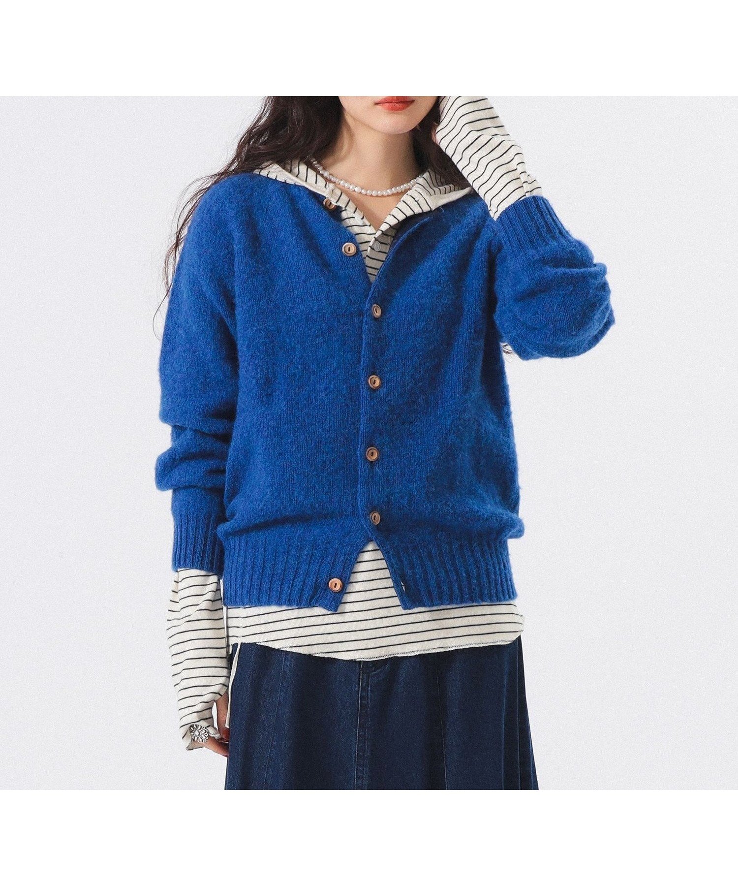 【ビームス ウイメン/BEAMS】の【別注】Nor Easterly / シェットランド シャギー カーディガン 25FW 25AW ふわふわ オーバーサイズ インテリア・キッズ・メンズ・レディースファッション・服の通販 founy(ファニー) 　ファッション　Fashion　レディースファッション　Fashion for Women　トップス・カットソー　Cut & Sew Tops　カーディガン・羽織り　Layered Style Cardigans　ウェーブ　Wavy Pattern　ウッド　Wooden Design　カーディガン　Cardigan, Knitwear　コンパクト　Compact, Small Size　デニム　Denim, Jeans Material　定番　Standard, Basic Item　フィット　Fit, Slim Fit　ベーシック　Basic, Essential　別注　Limited Edition, Custom Order　リボン　Ribbon, Bow　おすすめ　Recommended / Our Picks　2025年　2025　2025-2026秋冬・A/W　Autumn/Winter 2025–26 AW25–26　SAPPHIRE|ID: prp329100004808506 ipo3291000000034895118