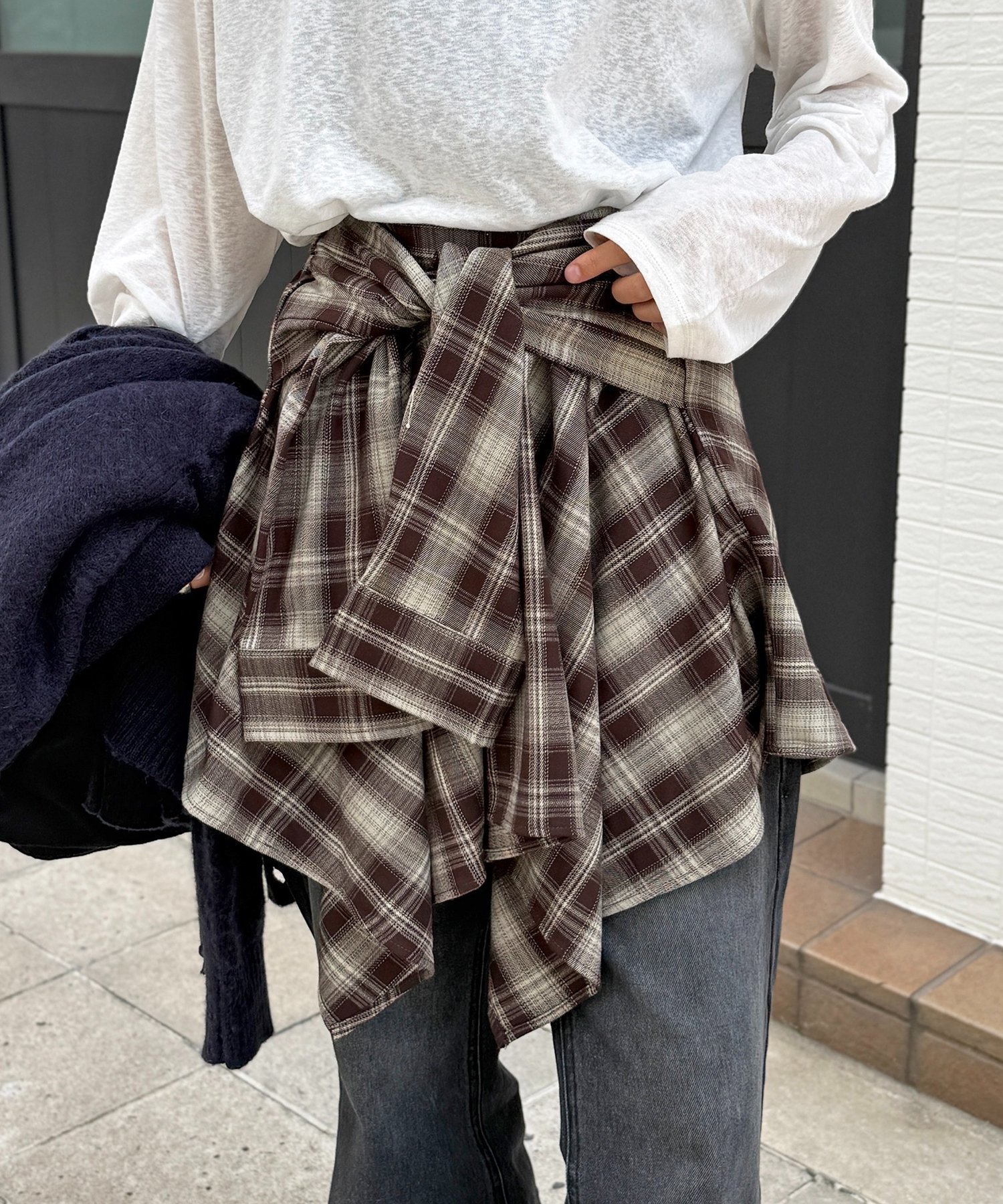 【シーピーシーエム/CPCM】のチェック巻きミニスカート インテリア・キッズ・メンズ・レディースファッション・服の通販 founy(ファニー) ファッション Fashion レディースファッション Fashion for Women スカート Skirts ミニスカート Mini Skirts アシンメトリー Asymmetrical Style シンプル Simple, Minimal チェック Check, Plaid, Tartan デニム Denim, Jeans Material トレンド Trend, Trending Now フレア Flare, Flared ミニスカート Mini Skirt, Short Skirt ブラウン|ID: prp329100004808518 ipo3291000000034895249