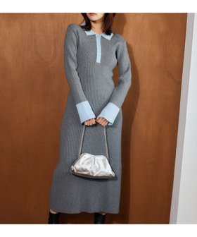 【ミスティ ウーマン/mysty woman】のバイカラーニットポロワンピース 人気、トレンドファッション・服の通販 founy(ファニー) ファッション Fashion レディースファッション Fashion for Women ワンピース Dresses おすすめ Recommended / Our Picks クラシカル Classical, Vintage-Inspired スリット Slit, Slit Detail トレンド Trend, Trending Now 春 Spring |ID:prp329100004808526