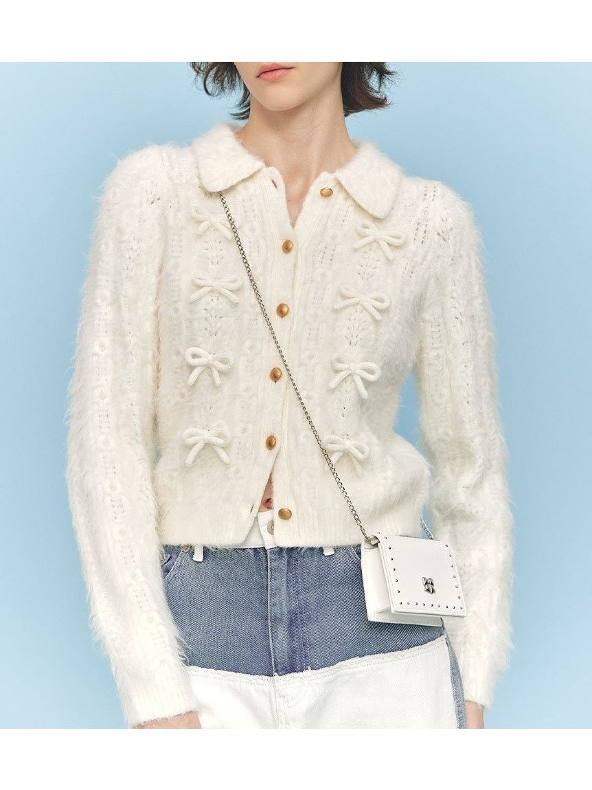 【ファーファー/FURFUR】のリボンデザインアランポロニットトップス インテリア・キッズ・メンズ・レディースファッション・服の通販 founy(ファニー) 　ファッション　Fashion　レディースファッション　Fashion for Women　トップス・カットソー　Cut & Sew Tops　ニット　Knit Tops & Sweaters　スマート　Smart, Elegant　トレンド　Trend, Trending Now　フェミニン　Feminine, Girly　リボン　Ribbon, Bow　今季　This Season, Current Season　WHT[001]|ID: prp329100004808564 ipo3291000000034895763