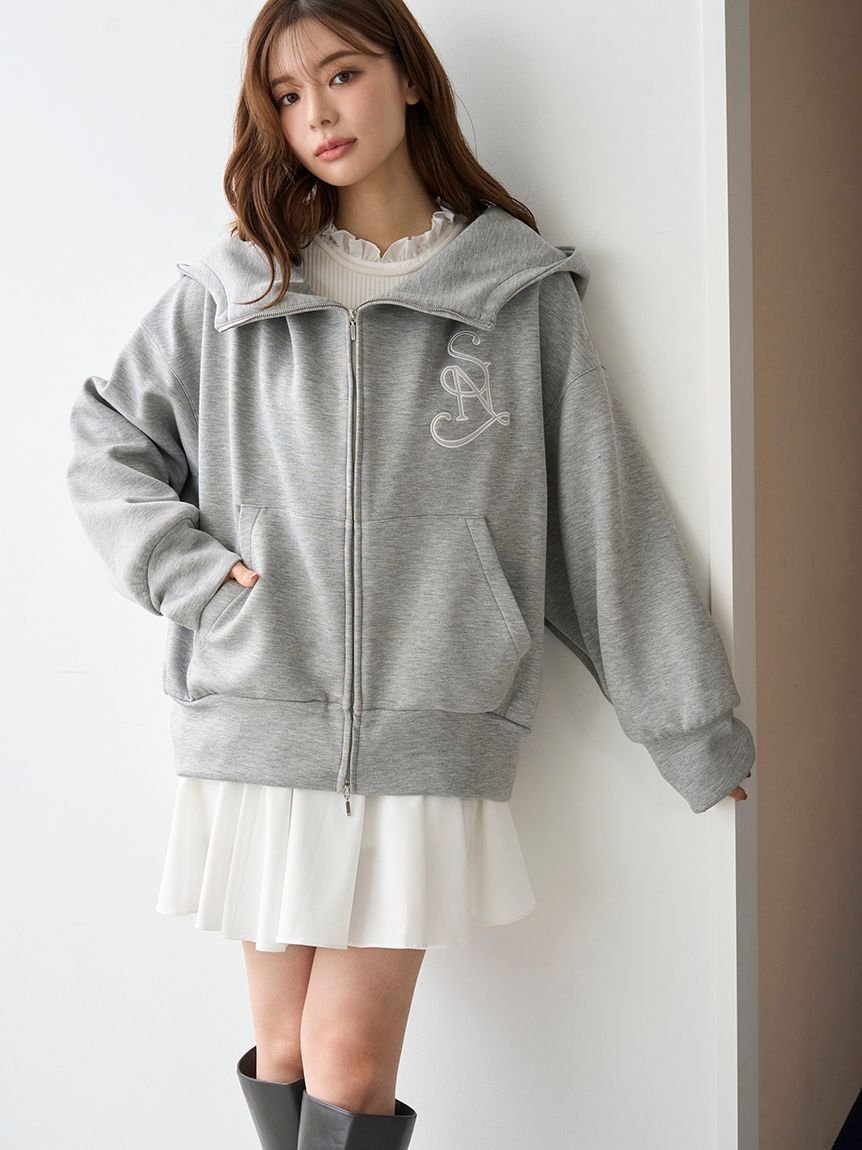 【スナイデル/SNIDEL】のエンブレムボンディングパーカー インテリア・キッズ・メンズ・レディースファッション・服の通販 founy(ファニー) 　ファッション　Fashion　レディースファッション　Fashion for Women　トップス・カットソー　Cut & Sew Tops　レディースパーカー・カジュアルフーディー　Casual Hoodies & Sweatshirts　今季　This Season, Current Season　ジップ　Zip, Zipper　スタンド　Stand Collar, Upright Stand　ストレート　Straight, Straight Cut　スマート　Smart, Elegant　フェミニン　Feminine, Girly　冬　Winter / This Winter　おすすめ　Recommended / Our Picks　GRY[006]|ID: prp329100004808594 ipo3291000000034896558