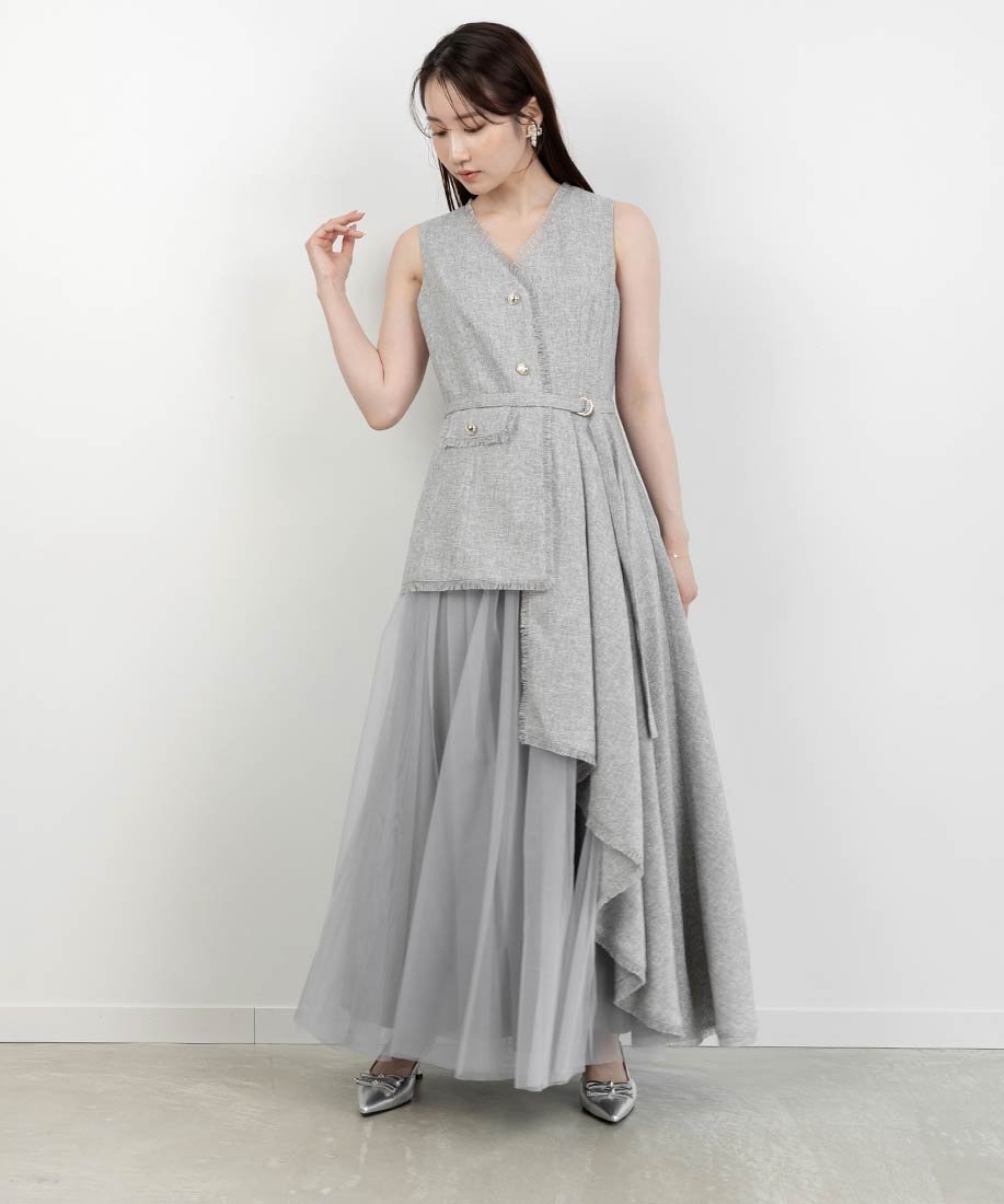 【ランダ/RANDA】の【4サイズ展開】チュールレイヤードジャケットワンピース インテリア・キッズ・メンズ・レディースファッション・服の通販 founy(ファニー) 　ファッション　Fashion　レディースファッション　Fashion for Women　アウター　Coat / Outerwear Collection　レディースジャケット・軽アウター　Jackets　2024年　2024　2024-2025秋冬・A/W　Autumn/Winter 2024–25 AW24–25　おすすめ　Recommended / Our Picks　インナー　Innerwear　シューズ　Shoes, Footwear　チュール　Tulip, Tulip Motif　フェミニン　Feminine, Girly　夏　Summer　春　Spring　S/S・春夏　SS, Spring/Summer, Warm Season　GRAY|ID: prp329100004808601 ipo3291000000034896644