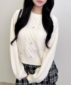 【イング/INGNI】の7Gもちもちビジュパール付きケーブルニット 人気、トレンドファッション・服の通販 founy(ファニー) ファッション Fashion レディースファッション Fashion for Women トップス・カットソー Cut & Sew Tops ニット Knit Tops & Sweaters おすすめ Recommended / Our Picks ビジュー Bijou, Jewel-like Accent フェミニン Feminine, Girly ベーシック Basic, Essential |ID:prp329100004808602