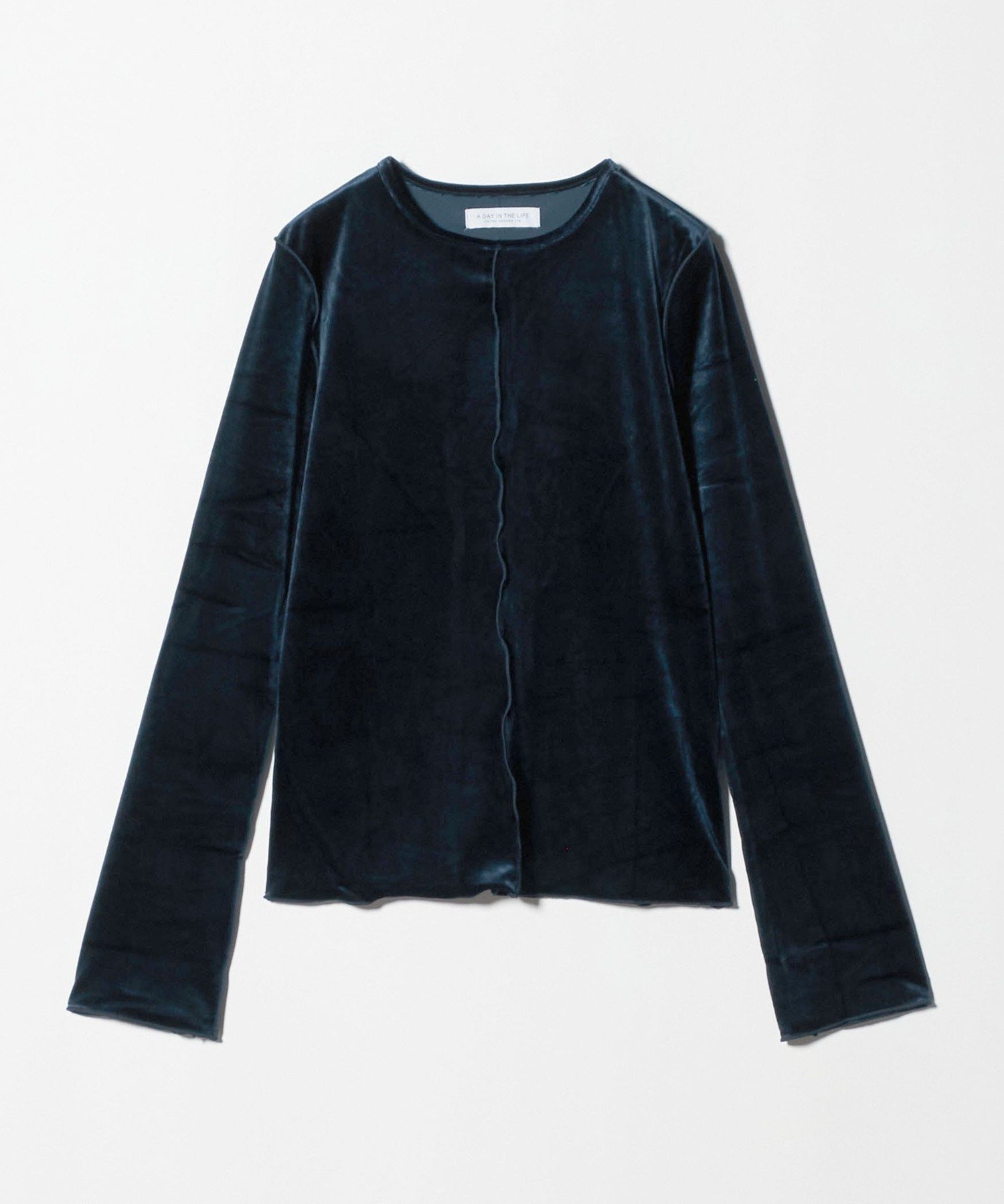【ユナイテッドアローズ/UNITED ARROWS】のベロア ロングスリーブカットソー A DAY IN THE LIFE インテリア・キッズ・メンズ・レディースファッション・服の通販 founy(ファニー) 　ファッション　Fashion　レディースファッション　Fashion for Women　トップス・カットソー　Cut & Sew Tops　カットソー・ベーシックTシャツ　Cut-and-Sewn Tops / Stretch Tees & Basics　ベロアトップス　Velour Tops / Velvet-Look Items　インナー　Innerwear　秋　Autumn　カットソー　Cut and Sewn Top　シンプル　Simple, Minimal　トレンド　Trend, Trending Now　バランス　Balance, Style Balance　フロント　Front, Front Design　ベロア　Velour, Soft Velvet　アウトレット　Outlet / Clearance　エレガント 上品　Elegant　ビジネス 仕事 通勤　Business / Work / Commuting　NAVY|ID: prp329100004808905 ipo3291000000034900250