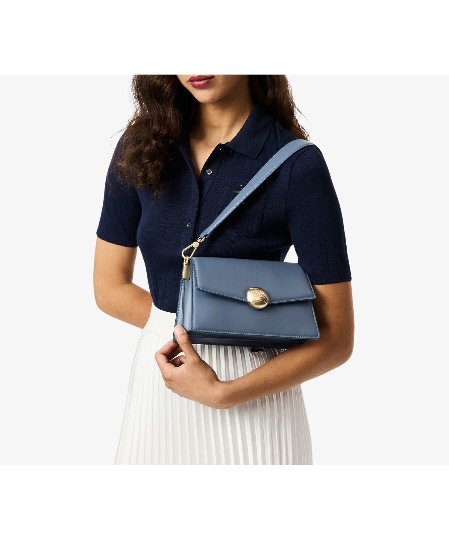 【ラコステ/LACOSTE】のテニスブリス レザーミディアムショルダーバッグ ダブルストラップ 2WAY インテリア・キッズ・メンズ・レディースファッション・服の通販 founy(ファニー) 　ファッション　Fashion　レディースファッション　Fashion for Women　エレガント 上品　Elegant　クラシック　Classic, Timeless Style　ショルダー　Shoulder, Shoulder Strap　スポーティ　Sporty, Casual Athletic　フォーマル　Formal, Dressy　フラット　Flat, Flat Shoes　フラップ　Flap, Flap Pocket　ポケット　Pocket, Pocket Detail　モダン　Modern, Contemporary　モチーフ　Motif, Design Theme　ブルー|ID: prp329100004808920 ipo3291000000034900368