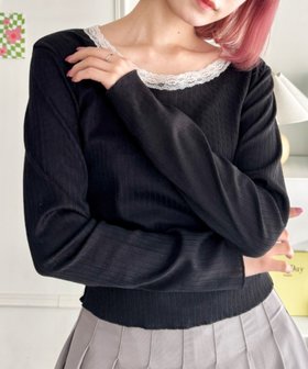 【アウトフィッター ラボ/Outfitter lab】のレース付き長袖インナートップス 人気、トレンドファッション・服の通販 founy(ファニー) ファッション Fashion レディースファッション Fashion for Women トップス・カットソー Cut & Sew Tops インナー Innerwear ウェーブ Wavy Pattern カットソー Cut and Sewn Top ガーリー Girly, Feminine Style デニム Denim, Jeans Material トレンド Trend, Trending Now 定番 Standard, Basic Item 長袖 Long Sleeve, Full Sleeve ビスチェ Bustier, Corset Top プリーツ Pleats, Pleated 無地 Plain, Solid Color レース Lace, Lace Fabric 冬 Winter / This Winter A/W・秋冬 Autumn/Winter おすすめ Recommended / Our Picks |ID:prp329100004809030