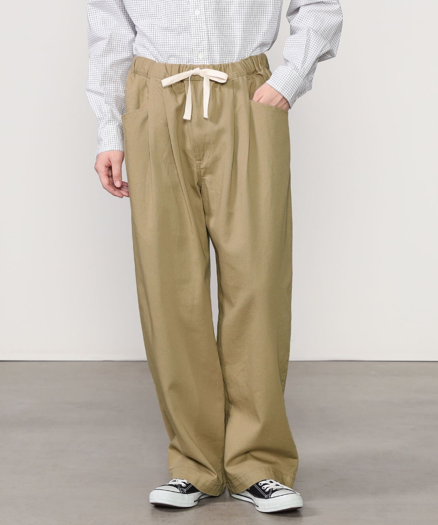 【ビショップ/Bshop / MEN】の2タック イージーパンツ MEN インテリア・キッズ・メンズ・レディースファッション・服の通販 founy(ファニー) 　ファッション　Fashion　メンズファッション　Fashion for Men　ボトムス　Bottoms　クロップド　Cropped, Short Length　ドローコード　Drawcord, Drawstring Cord　フランス　France, French　ポケット　Pocket, Pocket Detail　ワイド　Wide, Wide Fit　ワーク　Workwear, Utility Style　BEIGE|ID: prp329100004809035 ipo3291000000034901417