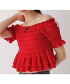 【ヘザー/Heather】のシャーリングカットTEE 人気、トレンドファッション・服の通販 founy(ファニー) ファッション Fashion レディースファッション Fashion for Women おすすめ Recommended / Our Picks シャーリング Shirring, Ruched スウェット / スエット Sweatshirt, Sweatwear デコルテ Décolleté, Neckline デニム Denim, Jeans Material フロント Front, Front Design リボン Ribbon, Bow ワンポイント One Point, Statement Accent thumbnail レッド|ID: prp329100004809051 ipo3291000000034901517