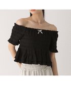 【ヘザー/Heather】のシャーリングカットTEE 人気、トレンドファッション・服の通販 founy(ファニー) ファッション Fashion レディースファッション Fashion for Women おすすめ Recommended / Our Picks シャーリング Shirring, Ruched スウェット / スエット Sweatshirt, Sweatwear デコルテ Décolleté, Neckline デニム Denim, Jeans Material フロント Front, Front Design リボン Ribbon, Bow ワンポイント One Point, Statement Accent thumbnail ブラック|ID: prp329100004809051 ipo3291000000034901520