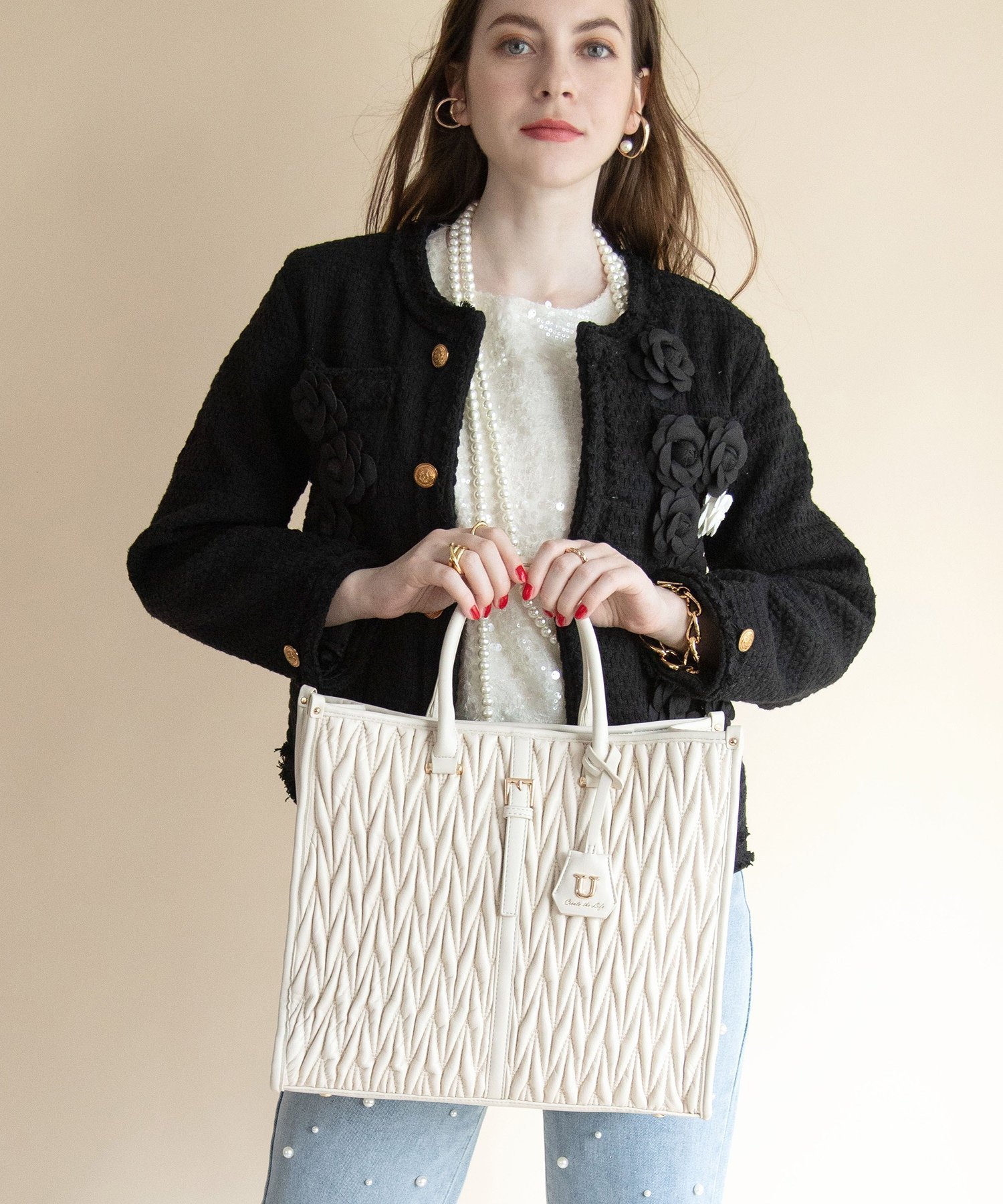 【イストワール/Histoire】のHistoire-U/Histoire-U/Mou Juliangle【ムー ジュリアングル】トートバッグ Lサイズ インテリア・キッズ・メンズ・レディースファッション・服の通販 founy(ファニー) ファッション Fashion レディースファッション Fashion for Women バッグ Bags イエロー Yellow コンパクト Compact, Small Size ショルダー Shoulder, Shoulder Strap シルバー Silver, Metallic Silver 財布 Wallet, Purse デニム Denim, Jeans Material ポケット Pocket, Pocket Detail 夏 Summer エレガント 上品 Elegant ビジネス 仕事 通勤 Business / Work / Commuting 2025年 2025 2025-2026秋冬・A/W Autumn/Winter 2025–26 AW25–26 IV|ID: prp329100004809072 ipo3291000000034901655