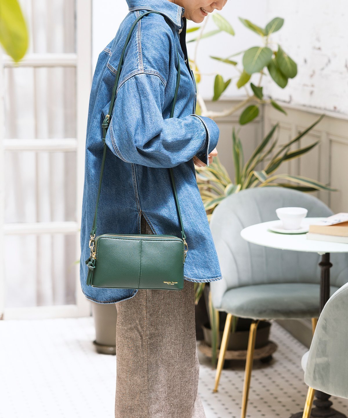 【サマンサタバサ プチチョイス/SamanTha Thavasa PeTiT Choice】のセンターステッチウォレットショルダー インテリア・キッズ・メンズ・レディースファッション・服の通販 founy(ファニー) 　ファッション　Fashion　レディースファッション　Fashion for Women　コイン　Coin, Coin Design　シンプル　Simple, Minimal　センター　Center, Center Line　ポケット　Pocket, Pocket Detail　ワンポイント　One Point, Statement Accent　財布　Wallet, Purse　ダークグリーン|ID: prp329100004809116 ipo3291000000034901963