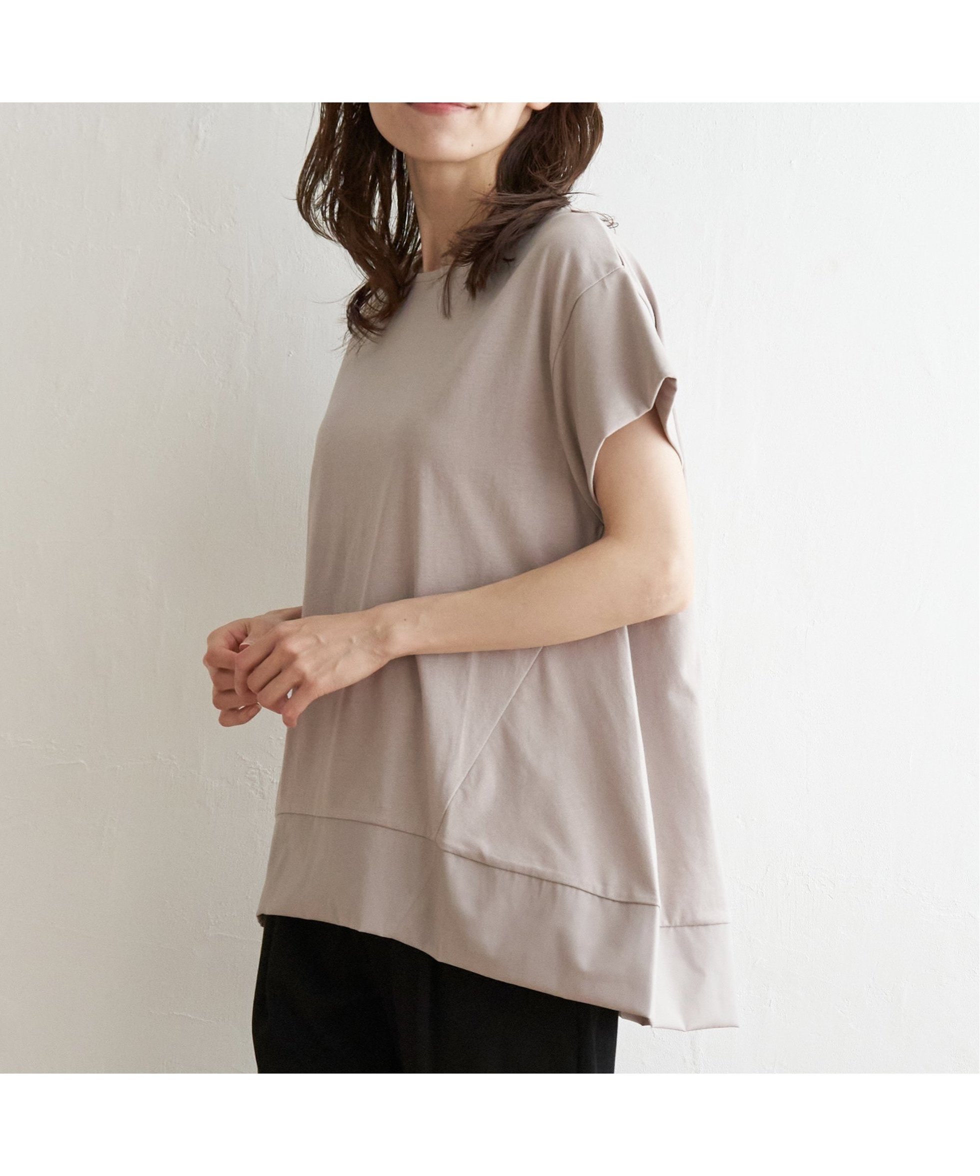 【イッカ/ikka】のAライン裾切り替えカットソー インテリア・キッズ・メンズ・レディースファッション・服の通販 founy(ファニー) ファッション Fashion レディースファッション Fashion for Women トップス・カットソー Cut & Sew Tops カットソー・ベーシックTシャツ Cut-and-Sewn Tops / Stretch Tees & Basics おすすめ Recommended / Our Picks カットソー Cut and Sewn Top バランス Balance, Style Balance ベージュ|ID: prp329100004809216 ipo3291000000034902619