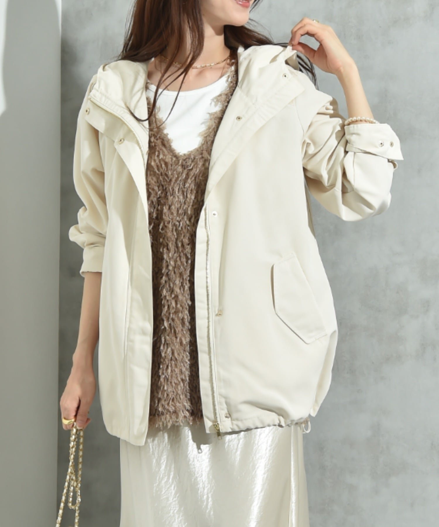 【インタープラネット/INTERPLANET】の【撥水・UV加工】キルトライナー付フードショートコート インテリア・キッズ・メンズ・レディースファッション・服の通販 founy(ファニー) ファッション Fashion レディースファッション Fashion for Women アウター Coat / Outerwear Collection コート・ロングコート・ピーコート Long Coats, Peacoats & More キルト Quilt, Quilted Fabric ショート Short, Short Length ライナー Liner, Inner Layer アイボリー|ID: prp329100004809228 ipo3291000000034902715