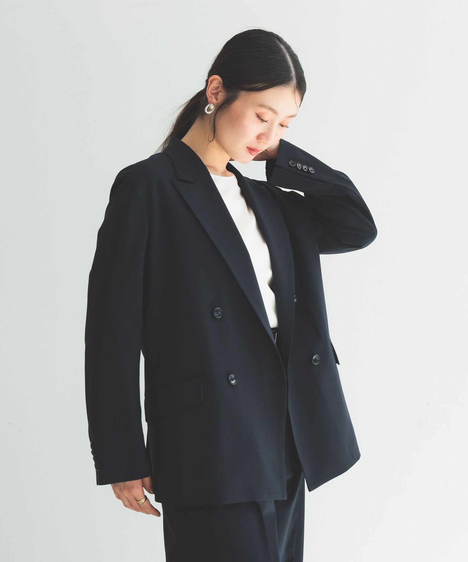 【デミルクス ビームス/Demi-Luxe BEAMS】のOggi * Demi-Luxe BEAMS / ボクシー テーラードジャケット インテリア・キッズ・メンズ・レディースファッション・服の通販 founy(ファニー) 　ファッション　Fashion　レディースファッション　Fashion for Women　アウター　Coat / Outerwear Collection　レディースジャケット・軽アウター　Jackets　テーラードジャケット / 通勤・きれいめスタイル　Tailored Jackets & Blazers　春　Spring　ストレッチ　Stretch, Stretchy Fabric　フェミニン　Feminine, Girly　ボトム　Bottoms, Lower Wear　ポケット　Pocket, Pocket Detail　リアル　Real, Realistic　リップ　Lip, Lip Motif　ロング　Long, Long-Length　おすすめ　Recommended / Our Picks　NAVY|ID: prp329100004809279 ipo3291000000034903128