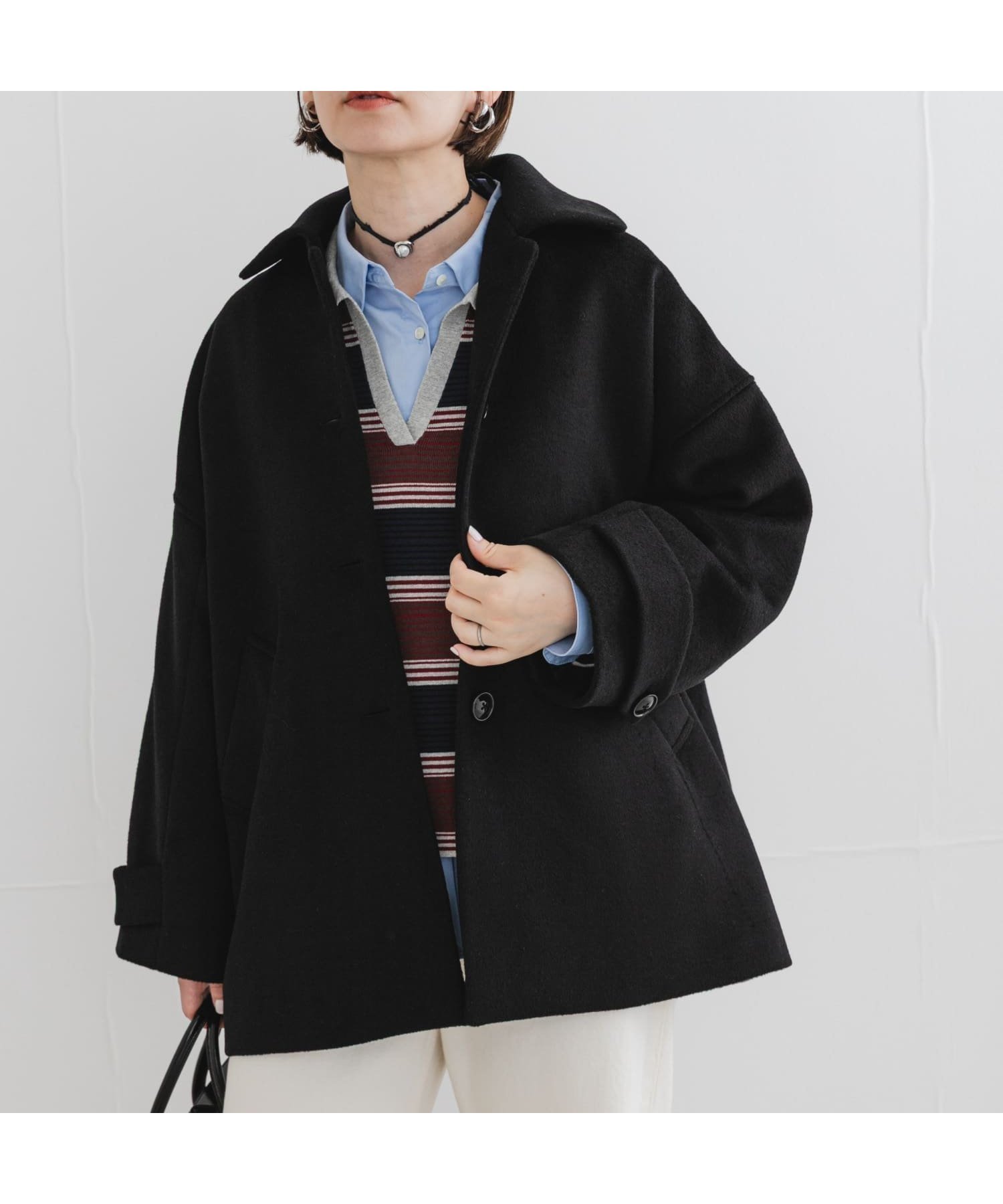 【アーバンリサーチ ロッソ/URBAN RESEARCH ROSSO】のF by ROSSO 『UR TECH』ビーバーテントラインコート インテリア・キッズ・メンズ・レディースファッション・服の通販 founy(ファニー) 　ファッション　Fashion　レディースファッション　Fashion for Women　アウター　Coat / Outerwear Collection　コート・ロングコート・ピーコート　Long Coats, Peacoats & More　ショルダー　Shoulder, Shoulder Strap　ショート　Short, Short Length　シンプル　Simple, Minimal　ドロップ　Drop Shoulder, Dropped Style　バランス　Balance, Style Balance　モダン　Modern, Contemporary　リラックス　Relax, Relaxed Fit　冬　Winter / This Winter　A/W・秋冬　Autumn/Winter　2025年　2025　2025-2026秋冬・A/W　Autumn/Winter 2025–26 AW25–26　ブラック|ID: prp329100004809289 ipo3291000000034903214