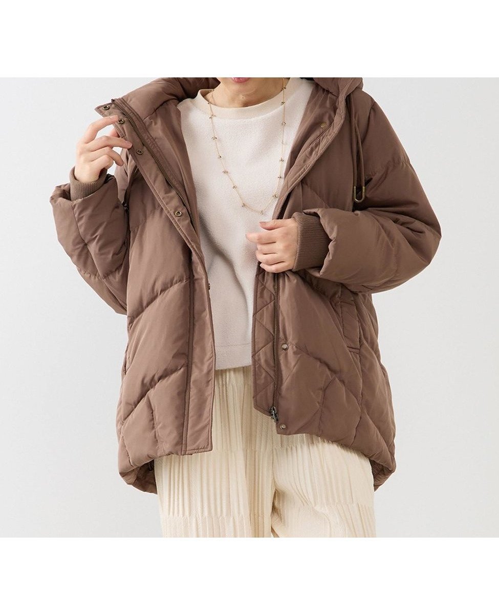 【メルローズ クレール/MELROSE claire】の【フードスタンドミドルピュアダウン】 インテリア・キッズ・メンズ・レディースファッション・服の通販 founy(ファニー) ファッション Fashion レディースファッション Fashion for Women ジャケット Jacket, Outerwear タフタ Taffeta, Structured Fabric ダウン Down, Puffer メタル Metal, Metal Parts ブラウン|ID: prp329100004809335 ipo3291000000034903782