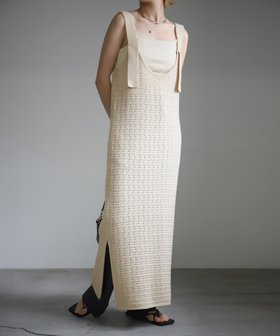 【セレクトモカ/SELECT MOCA】の透かし編み2WAYキャミワンピース 人気、トレンドファッション・服の通販 founy(ファニー) ファッション Fashion レディースファッション Fashion for Women ワンピース Dresses キャミソールワンピース Camisole Dresses おすすめ Recommended / Our Picks キャミワンピース Cami Dress, Slip Dress スラックス Slacks, Dress Pants スリット Slit, Slit Detail デニム Denim, Jeans Material 透かし Cut-Out, Lacework |ID:prp329100004809345